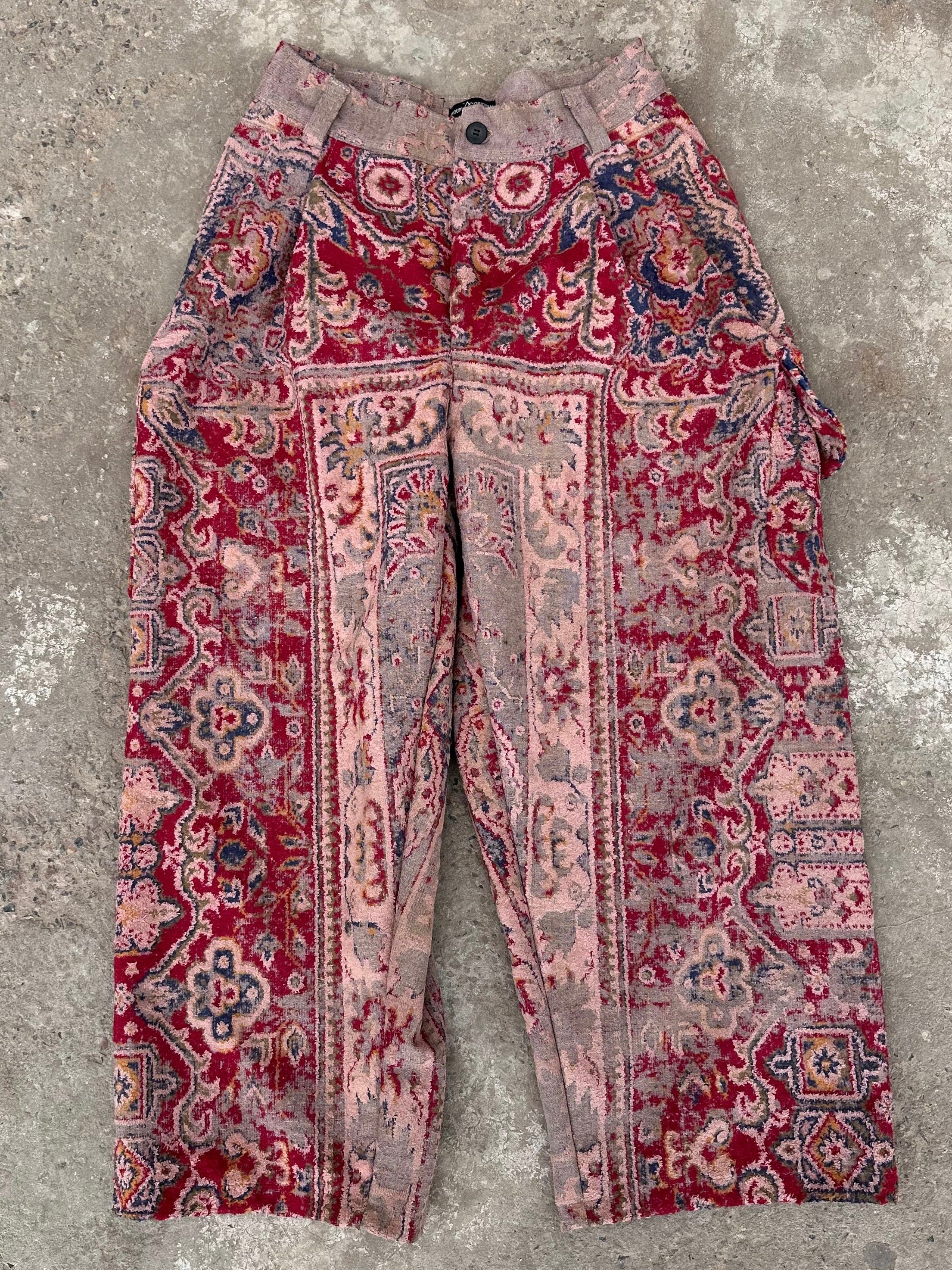 Anouris Original PANT with wide legs with two pockets  side unique red print “Carpet” UNISEX