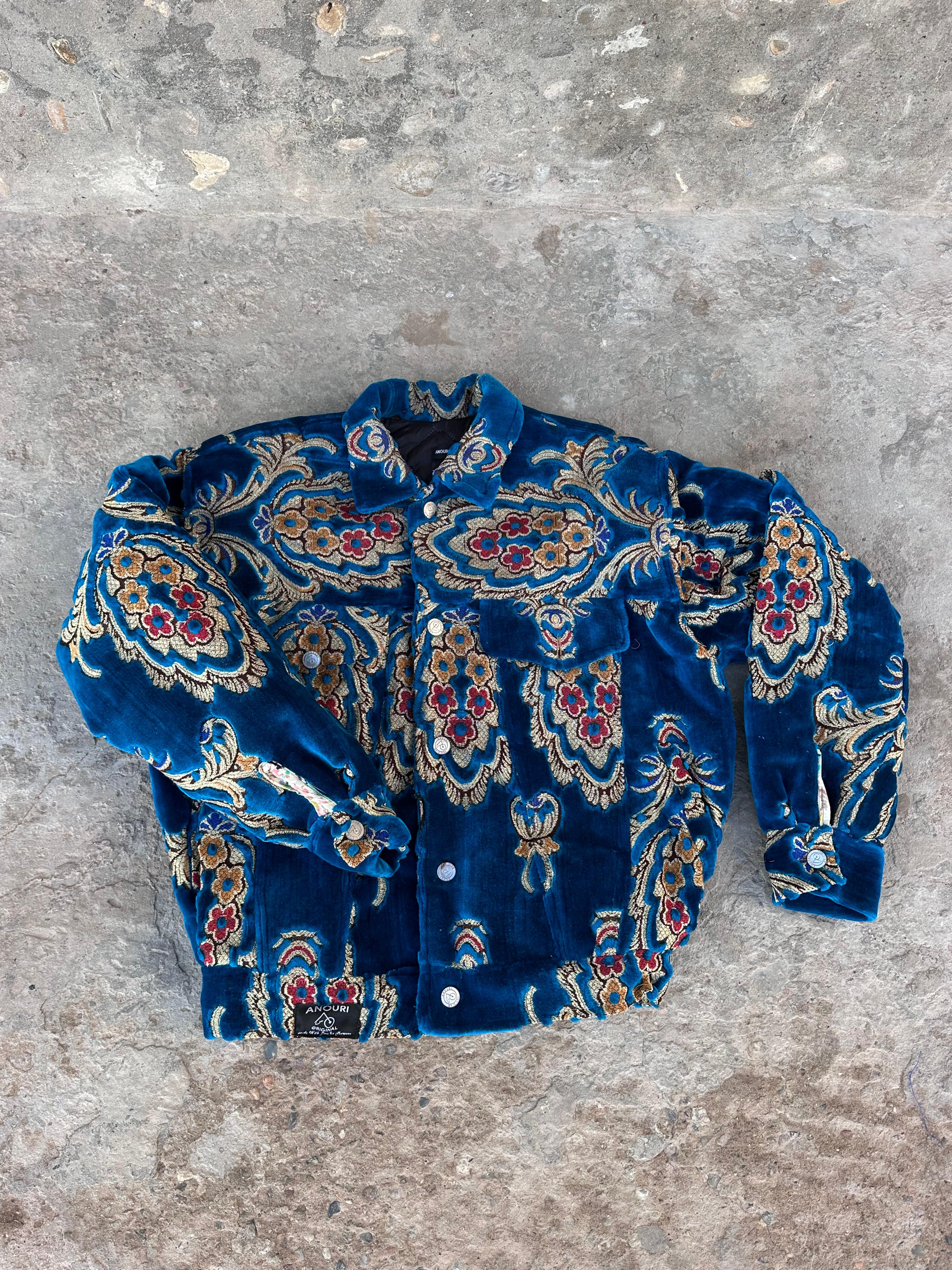 Moroccan hand made blue with unique design carpet Jacket UNISEX
