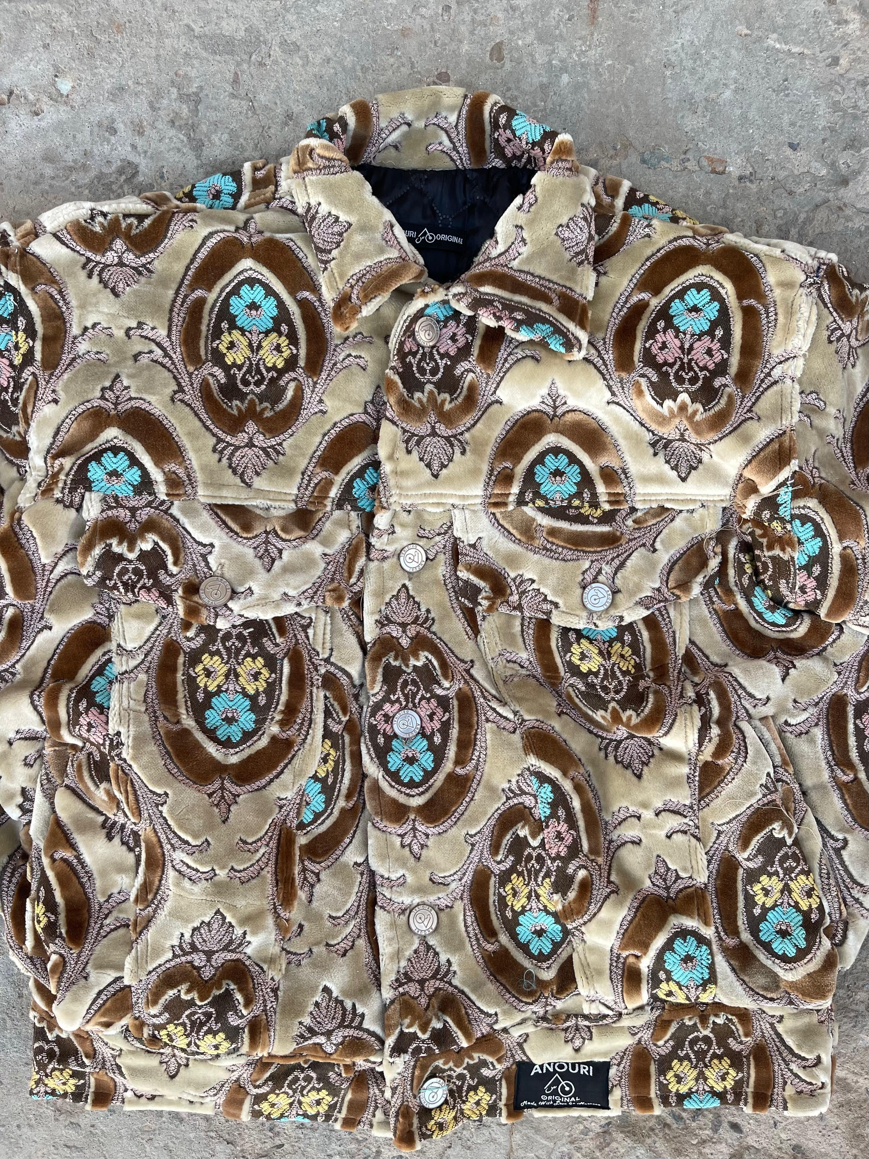 Moroccan hand made yellow and brown with unique design carpet Jacket UNISEX