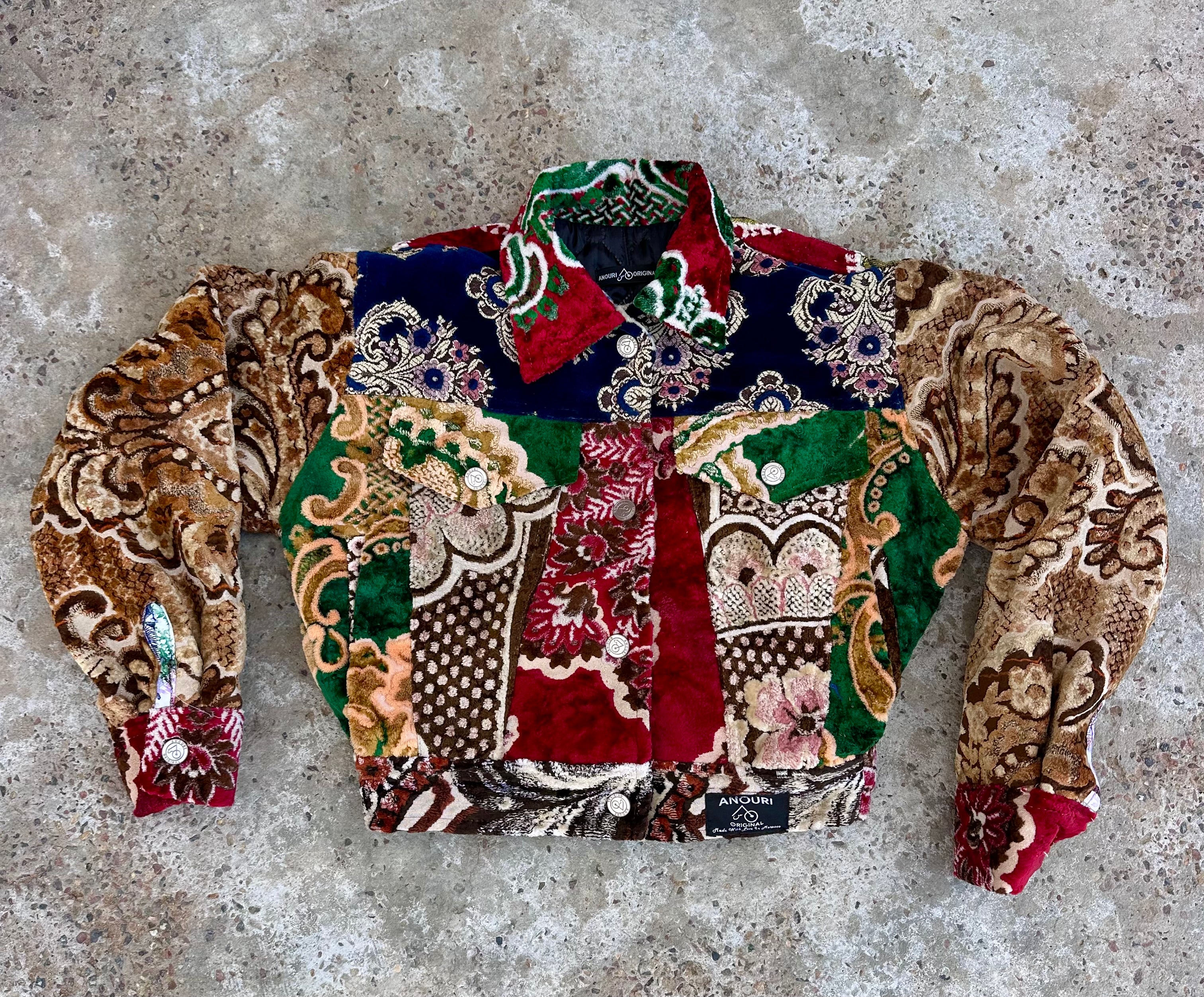 Moroccan hand made patchwork 4 with unique designs short carpet Jacket for female