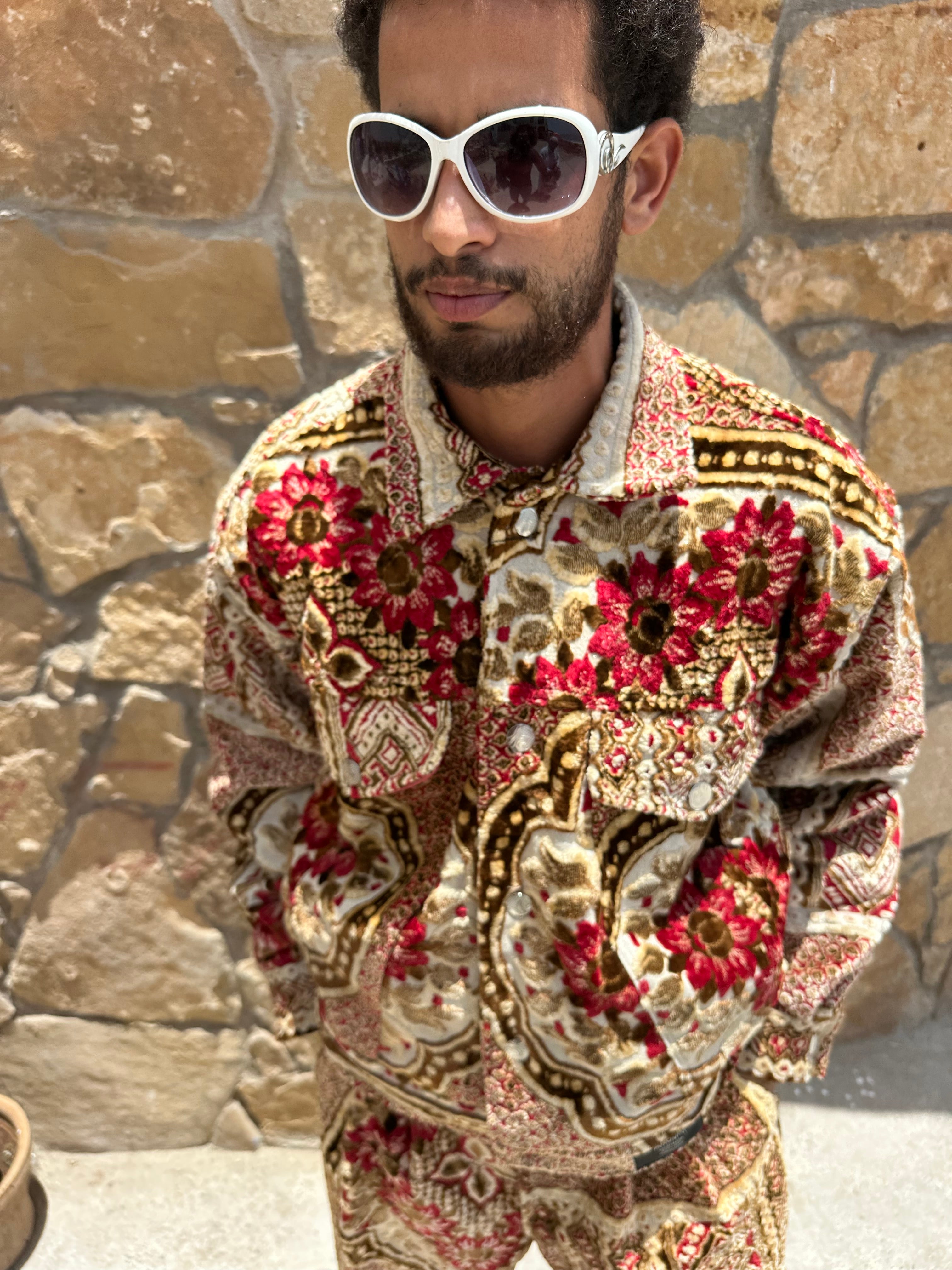 Moroccan hand made unique Red and yellow Carpet set UNISEX