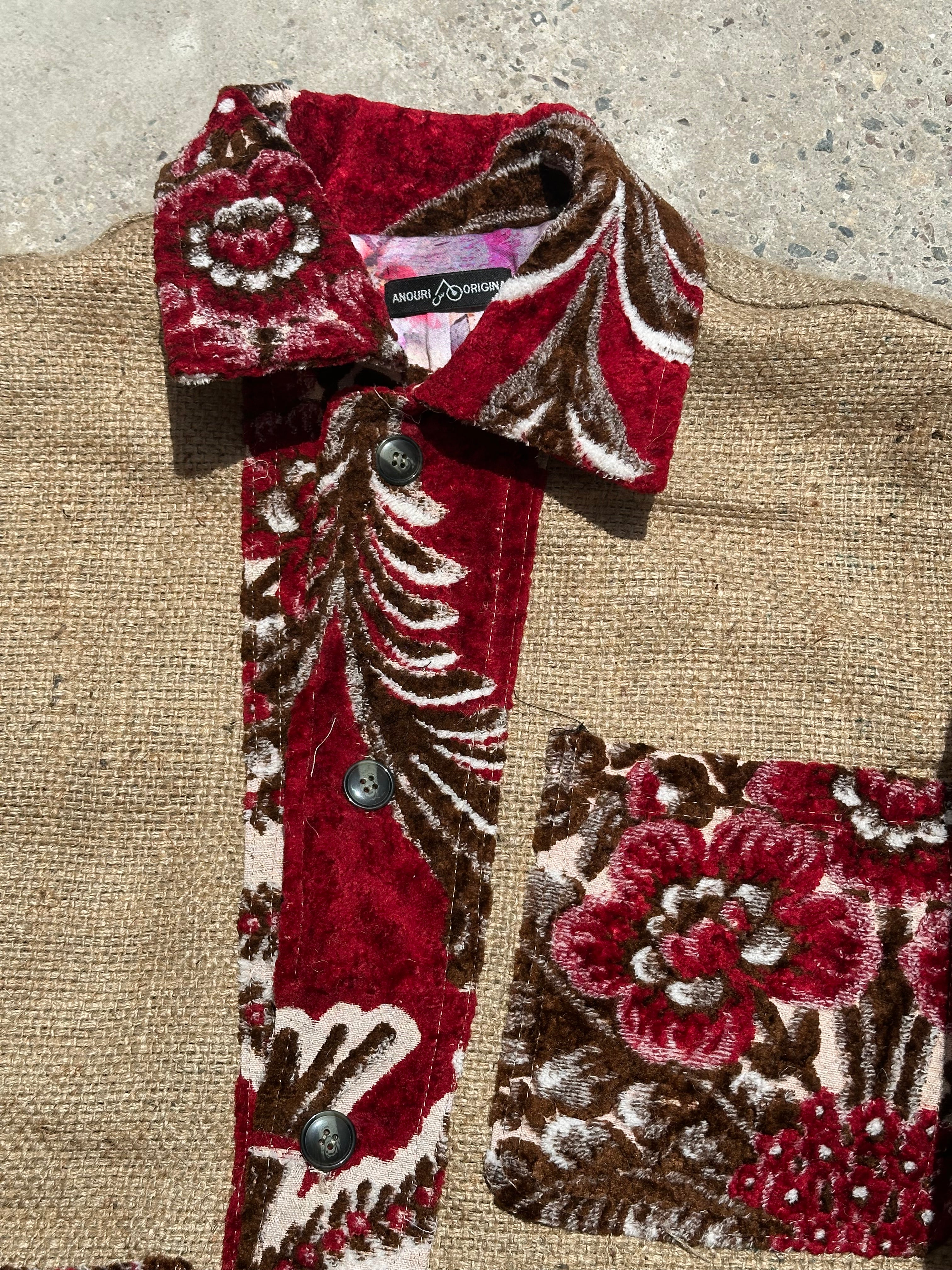Moroccan hand made red burlap Jacket UNISEX