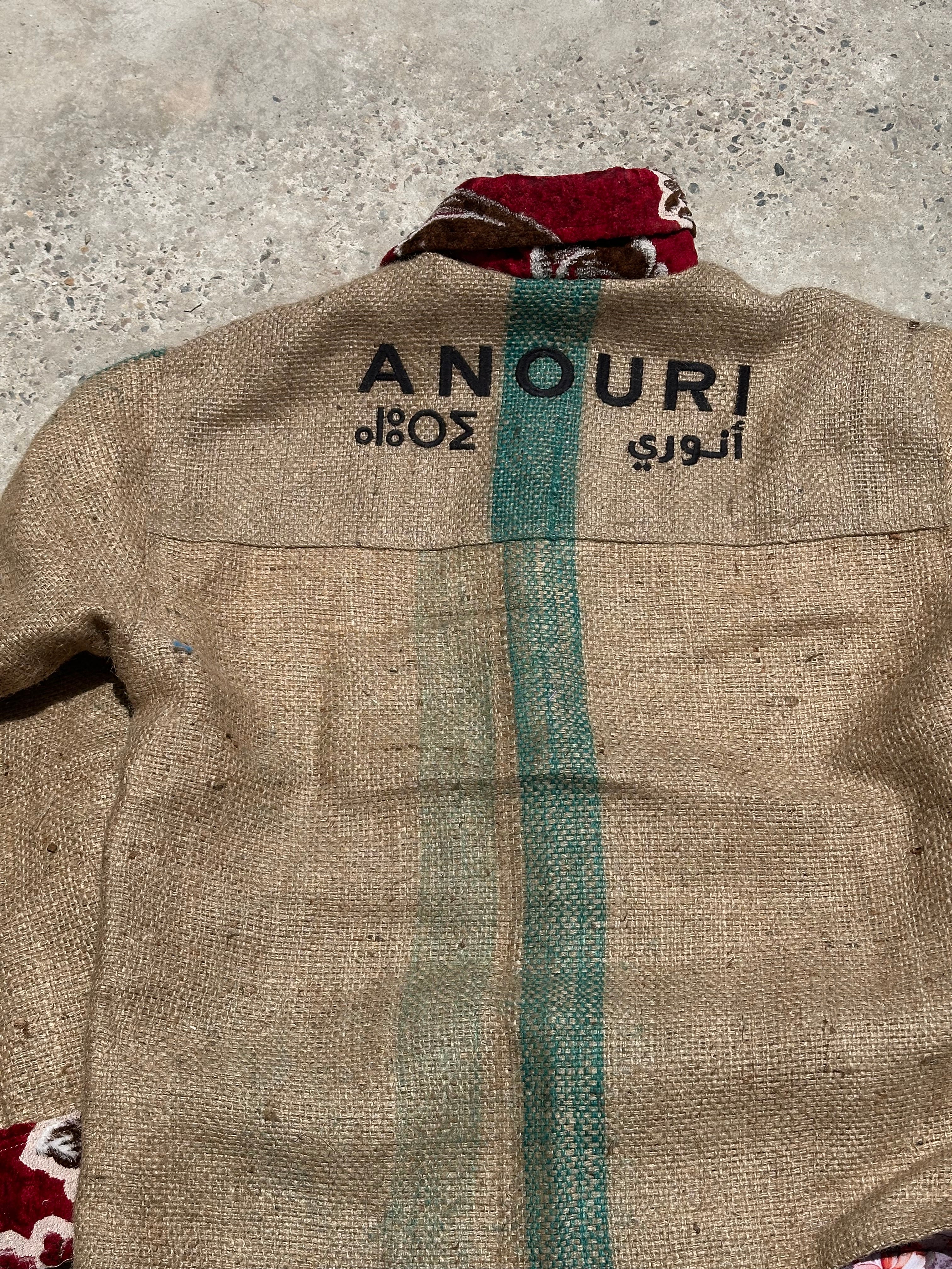 Moroccan hand made red burlap Jacket UNISEX