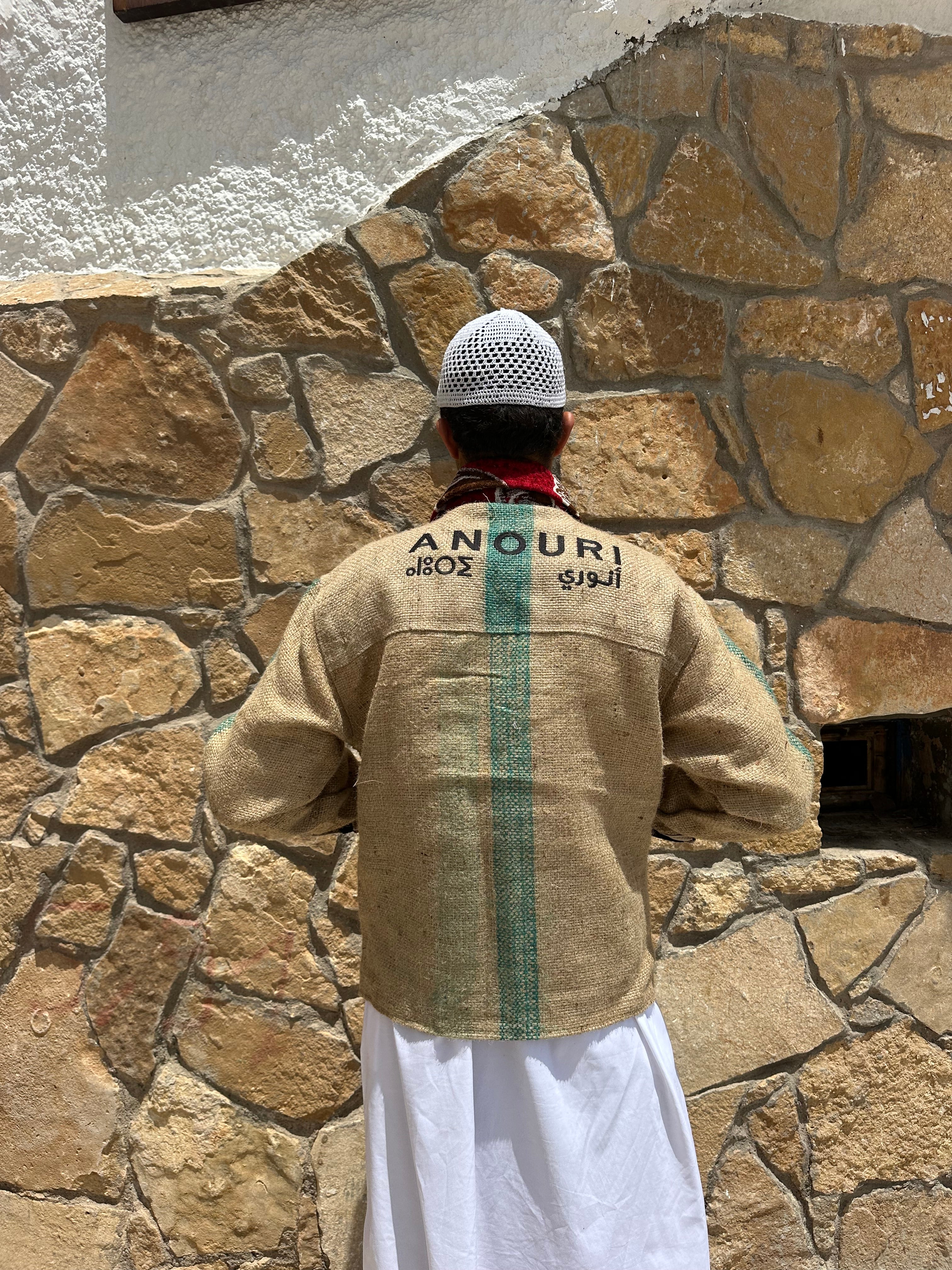 Moroccan hand made red burlap Jacket UNISEX
