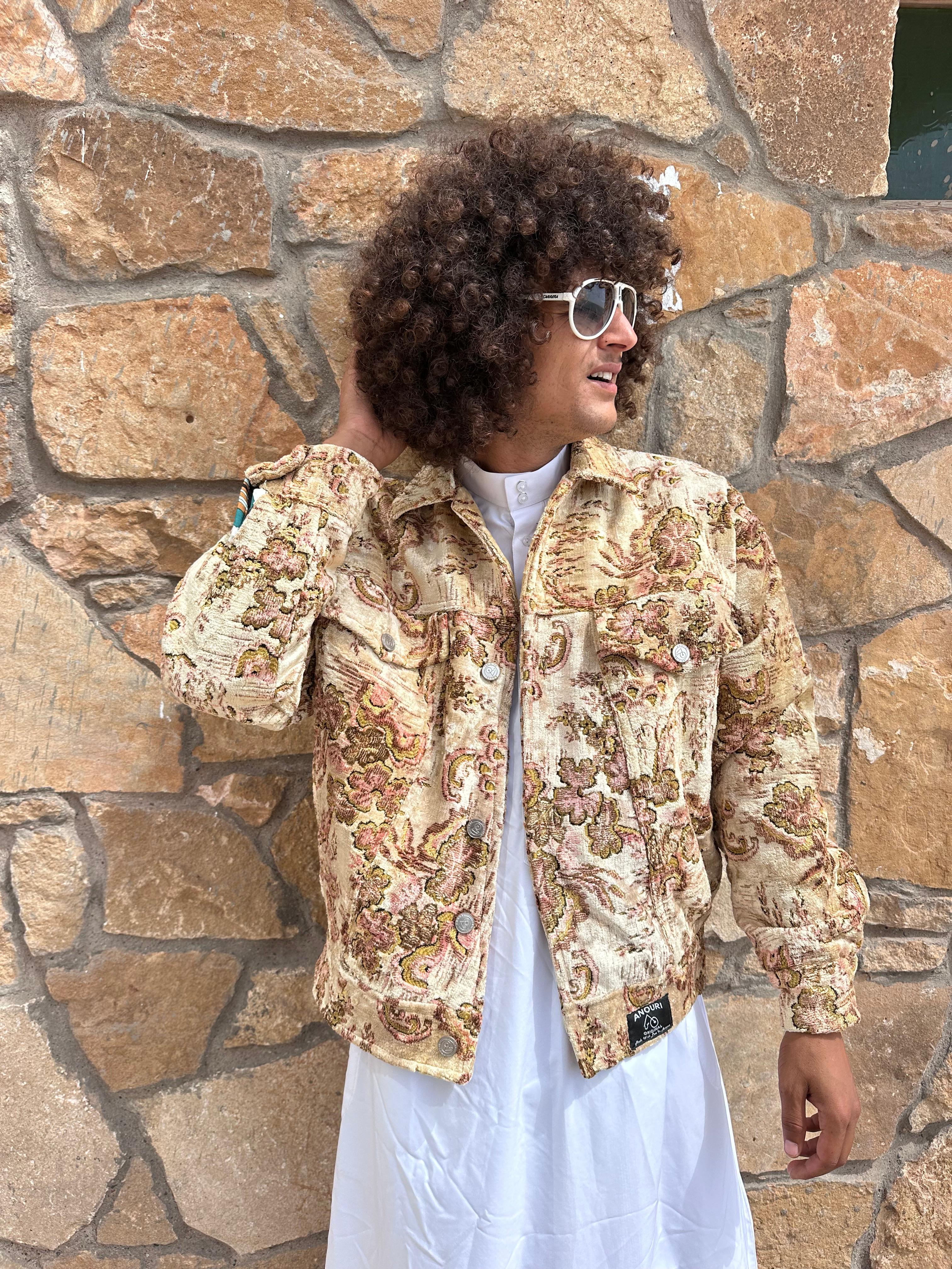 Moroccan hand made yellow with unique design carpet Jacket UNISEX