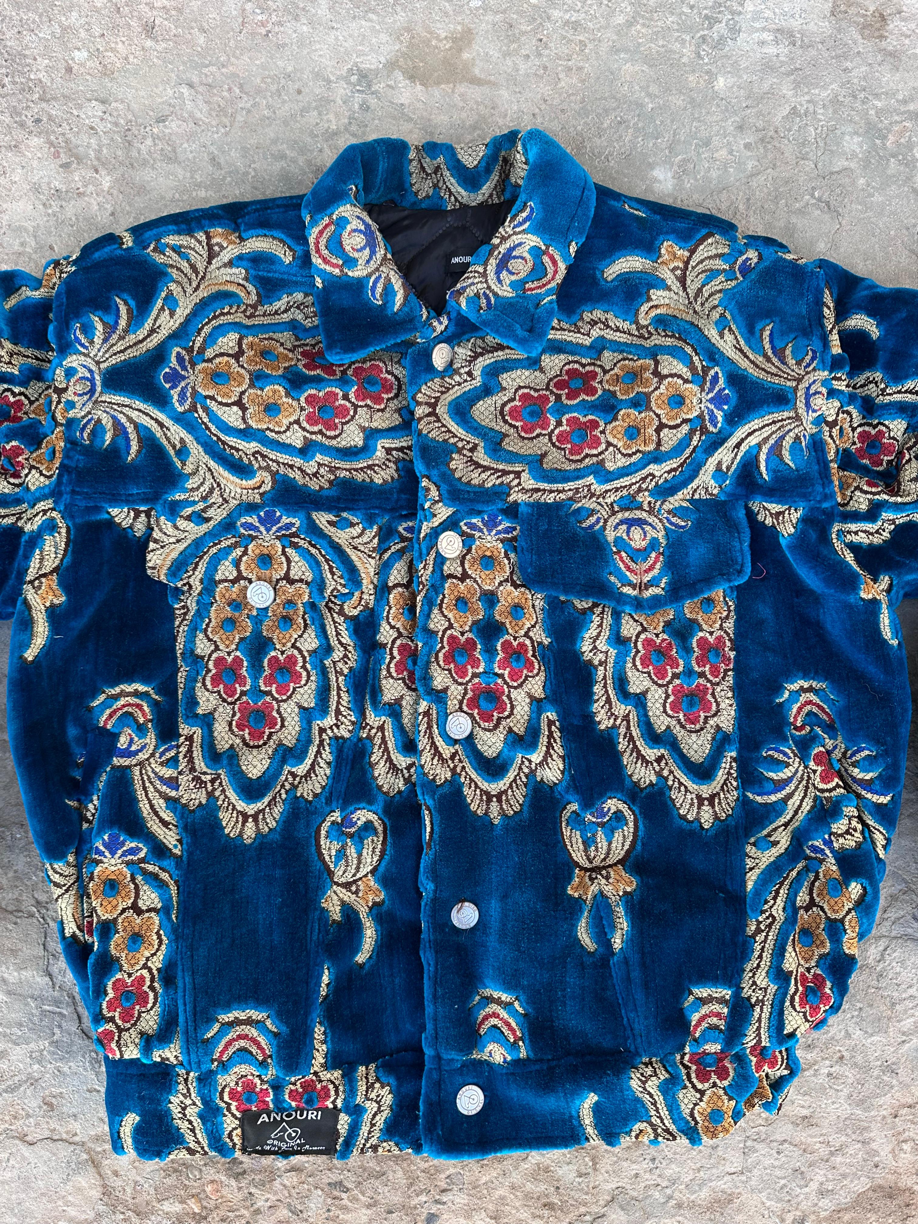 Moroccan hand made blue with unique design carpet Jacket UNISEX