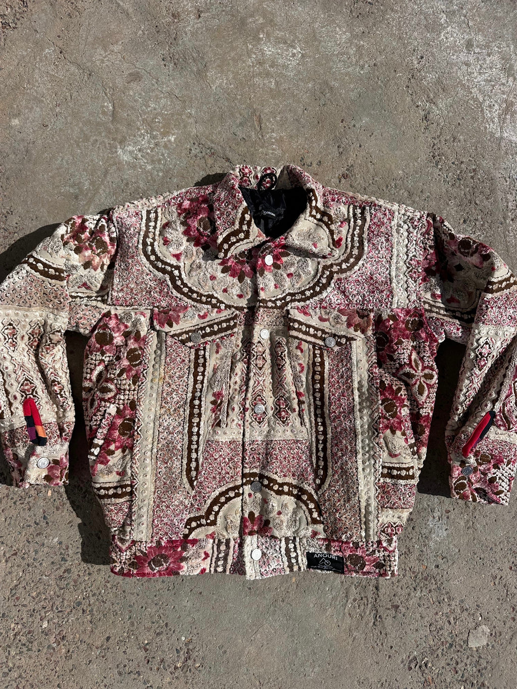 Moroccan hand made with unique light red color,  carpet Jacket UNISEX