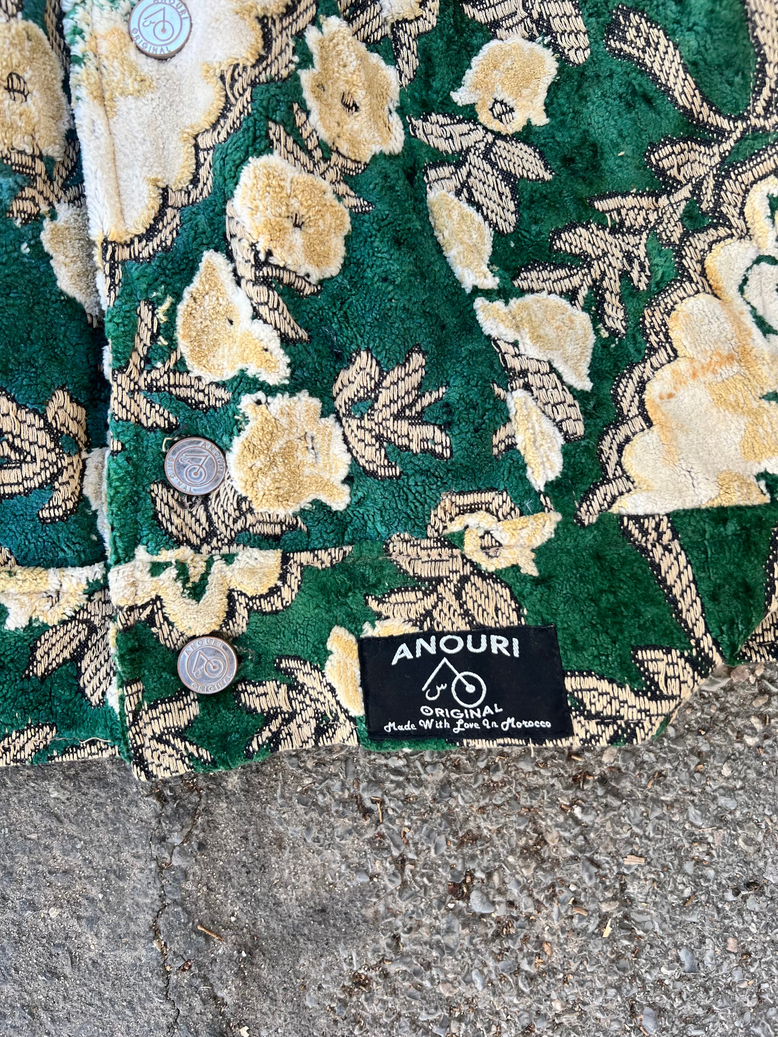 Moroccan hand made with unique white and green color,  carpet Jacket UNISEX