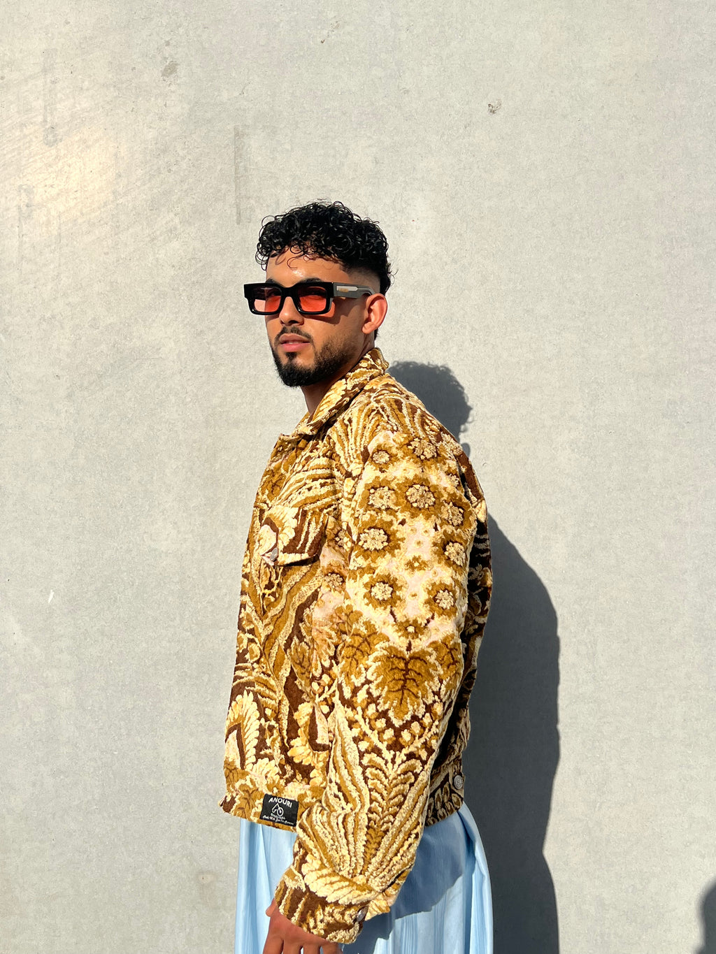 Moroccan hand made with unique yellow and brown color,  carpet Jacket UNISEX