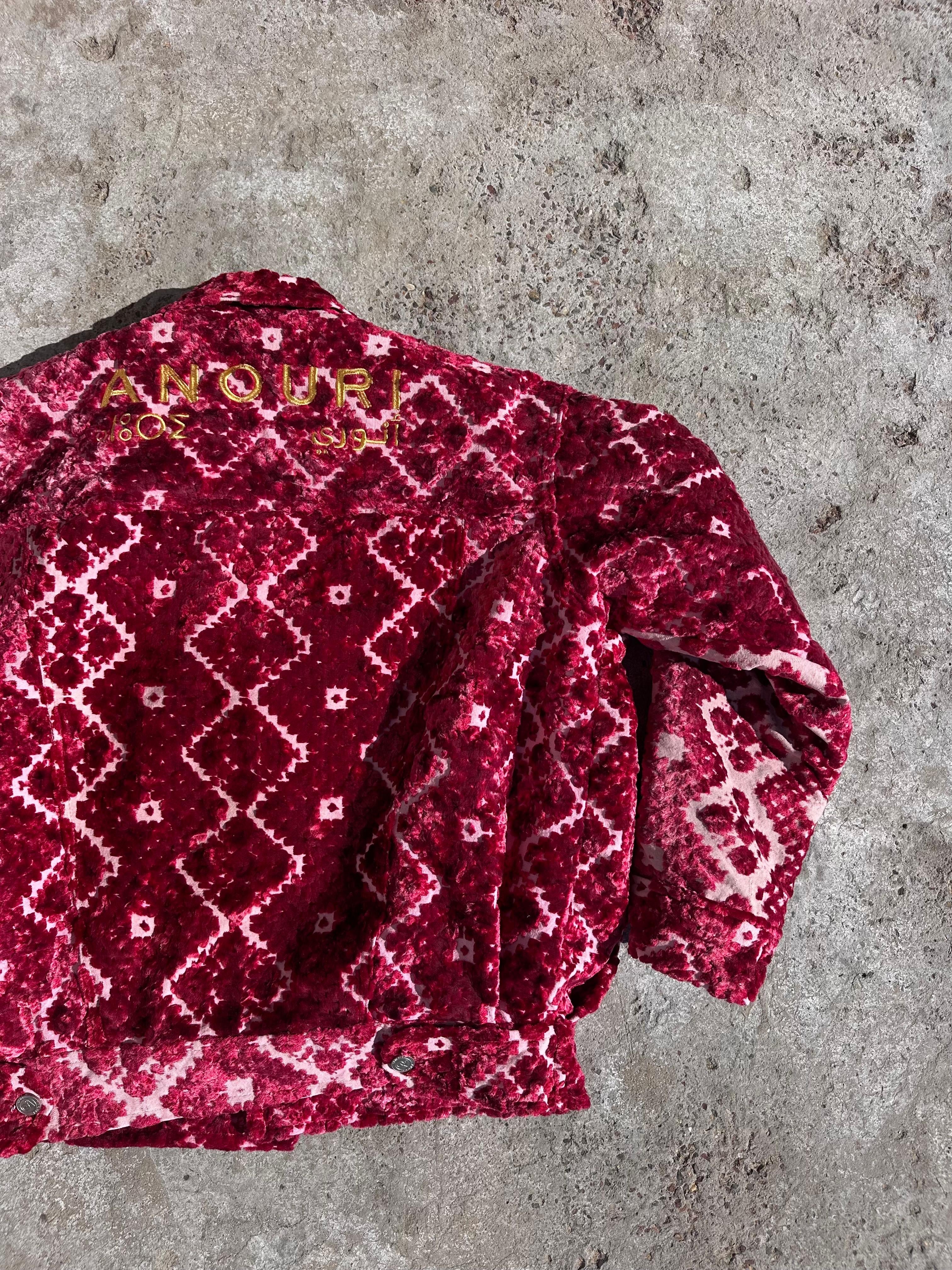 Moroccan hand made with unique unique red color,  carpet Jacket UNISEX