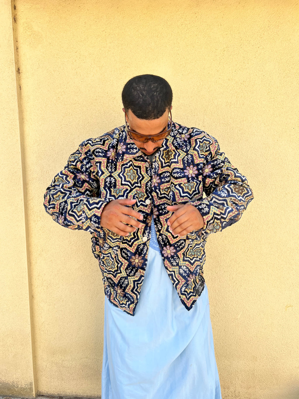 Moroccan hand made with unique green and white color ,  carpet Jacket UNISEX