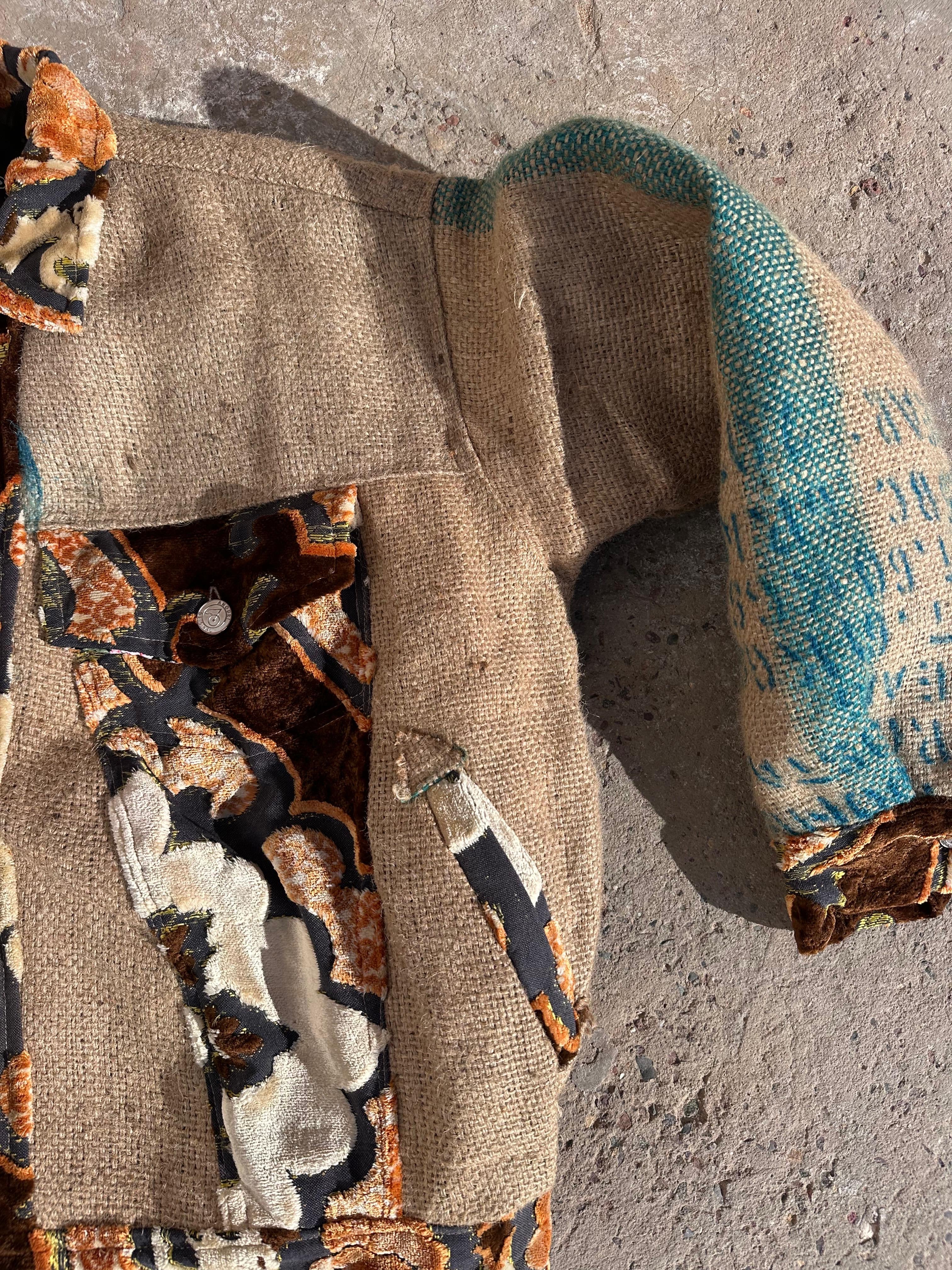 Moroccan hand made brown burlap Jacket UNISEX