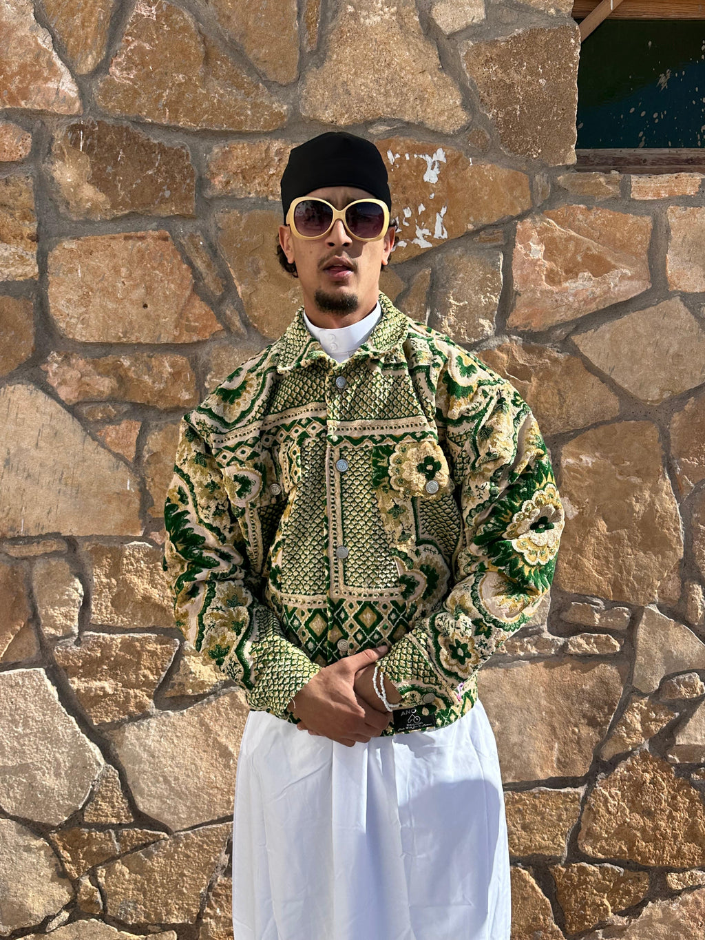 Moroccan hand made with unique yellow and green color,  carpet Jacket UNISEX