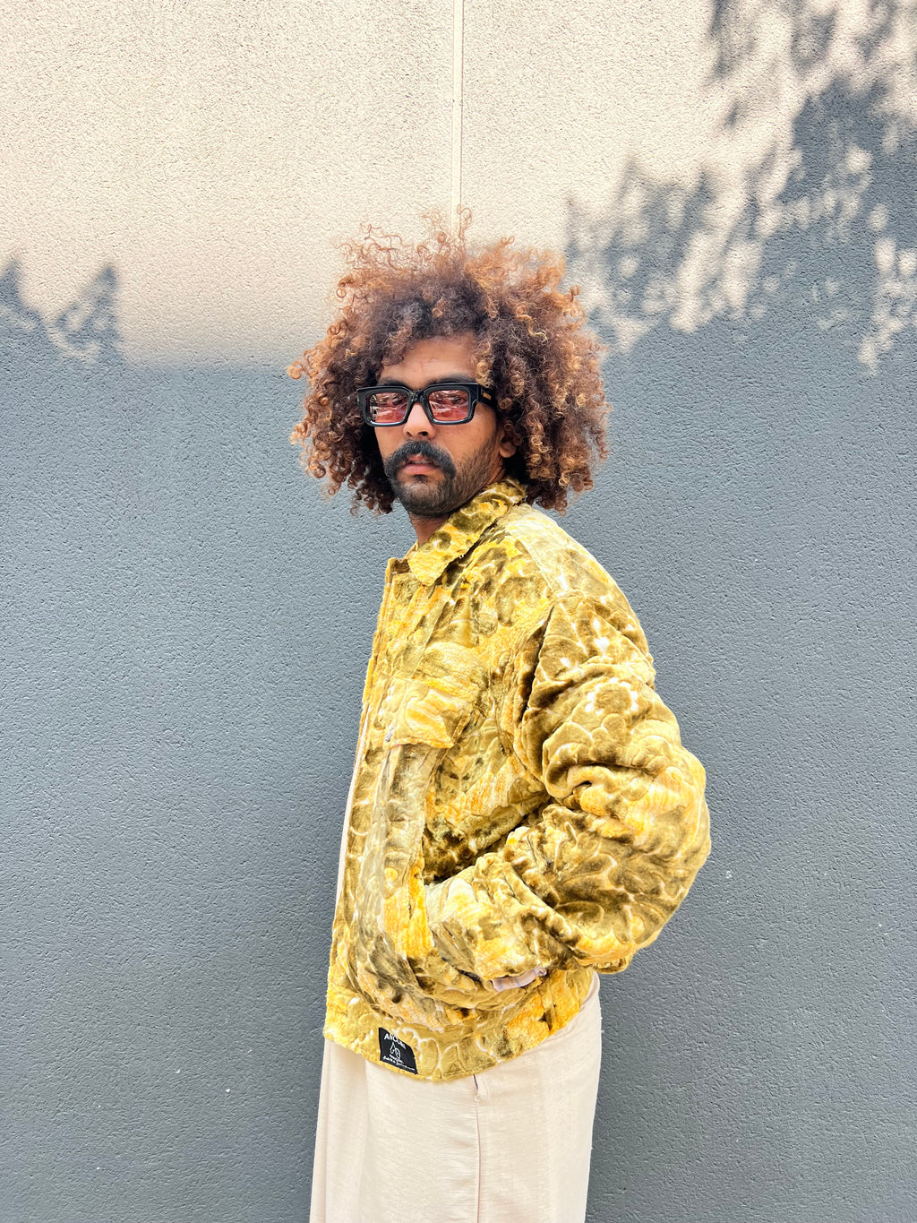 Moroccan hand made with unique light green with yellow color,  carpet Jacket UNISEX