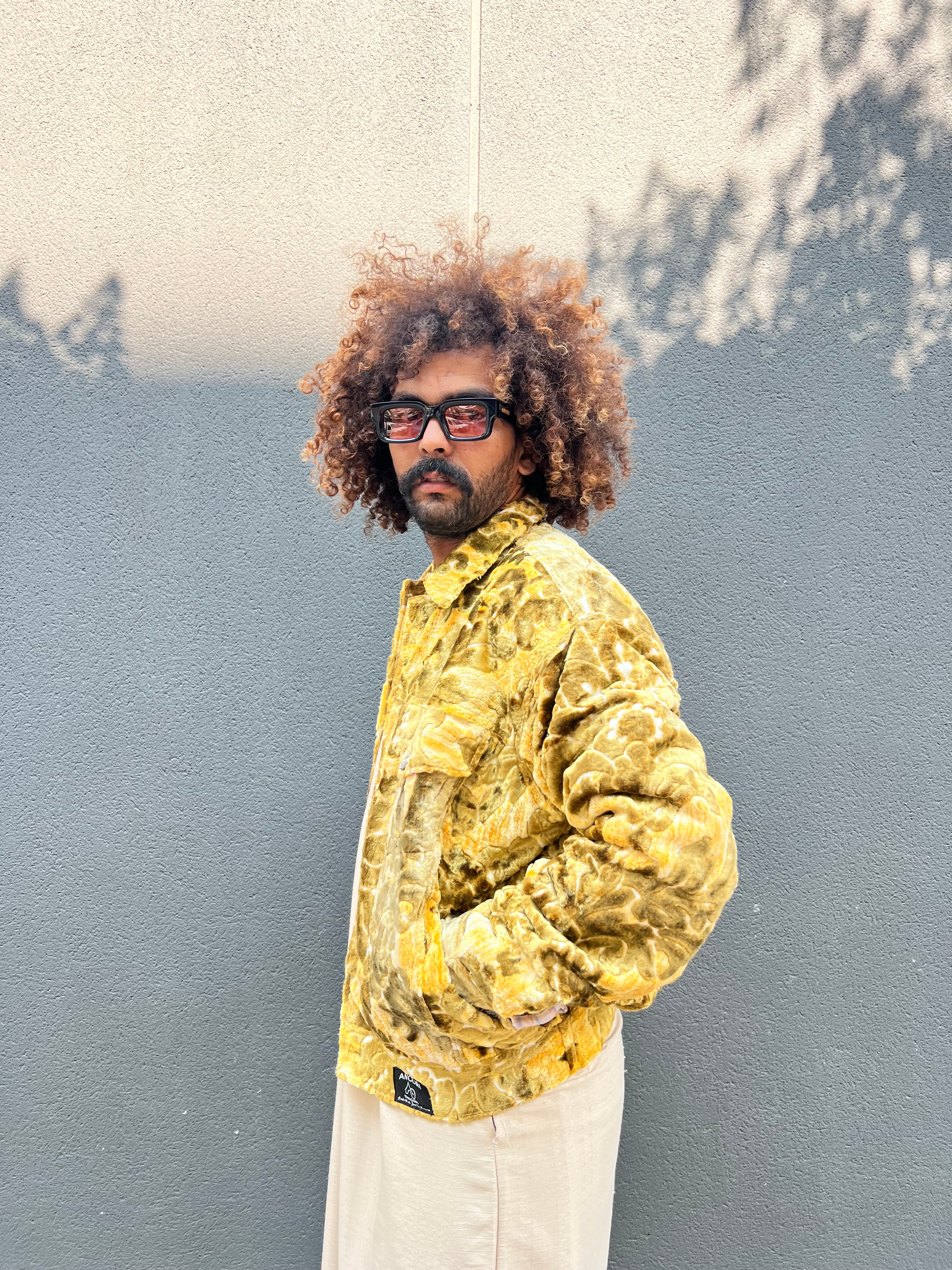 Moroccan hand made with unique light green with yellow color,  carpet Jacket UNISEX