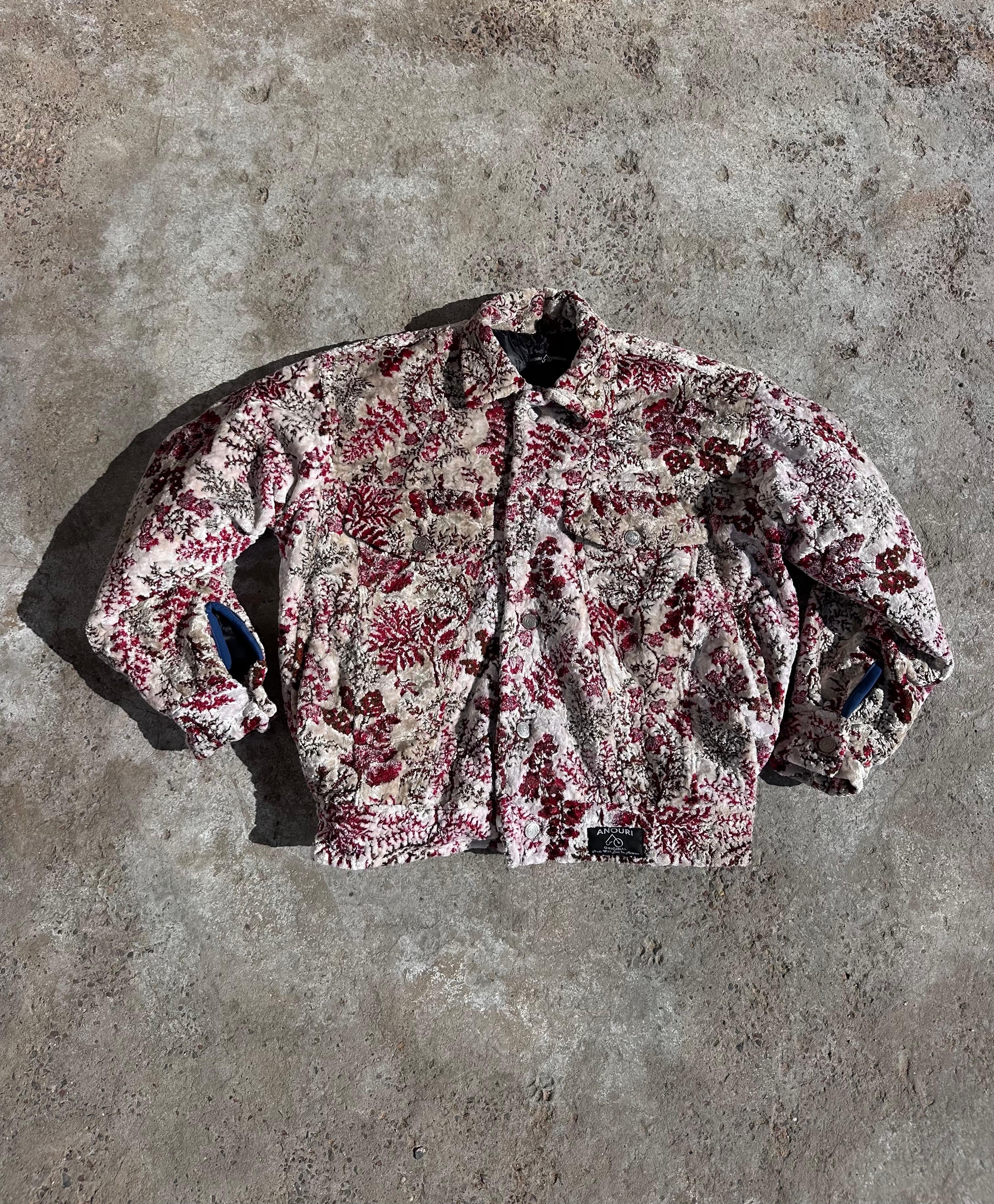 Moroccan hand made with unique white and red color,  carpet Jacket UNISEX