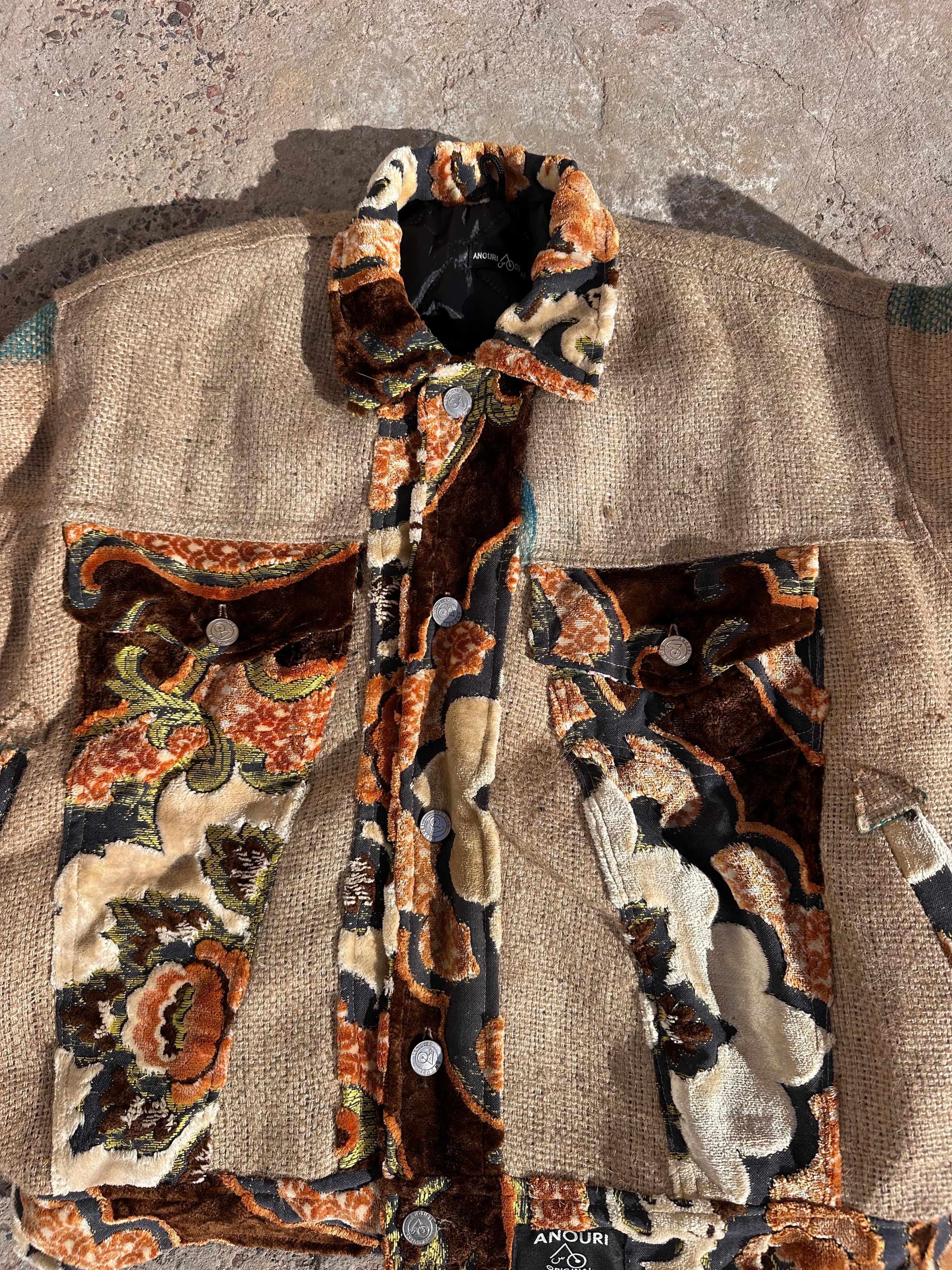 Moroccan hand made brown burlap Jacket UNISEX