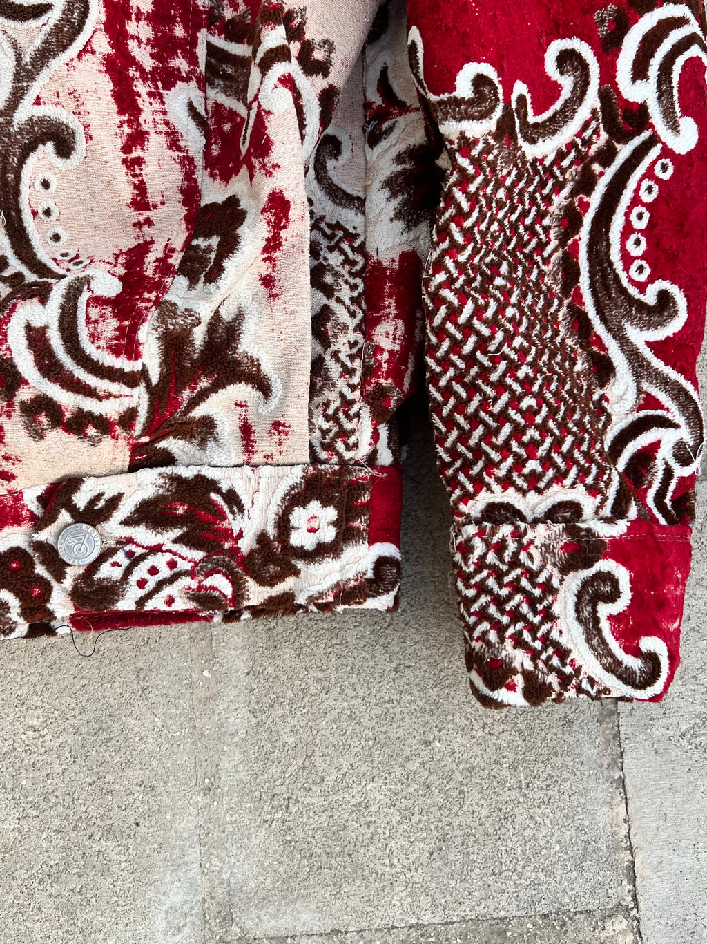 Moroccan hand made with unique red and brown color,  carpet Jacket UNISEX