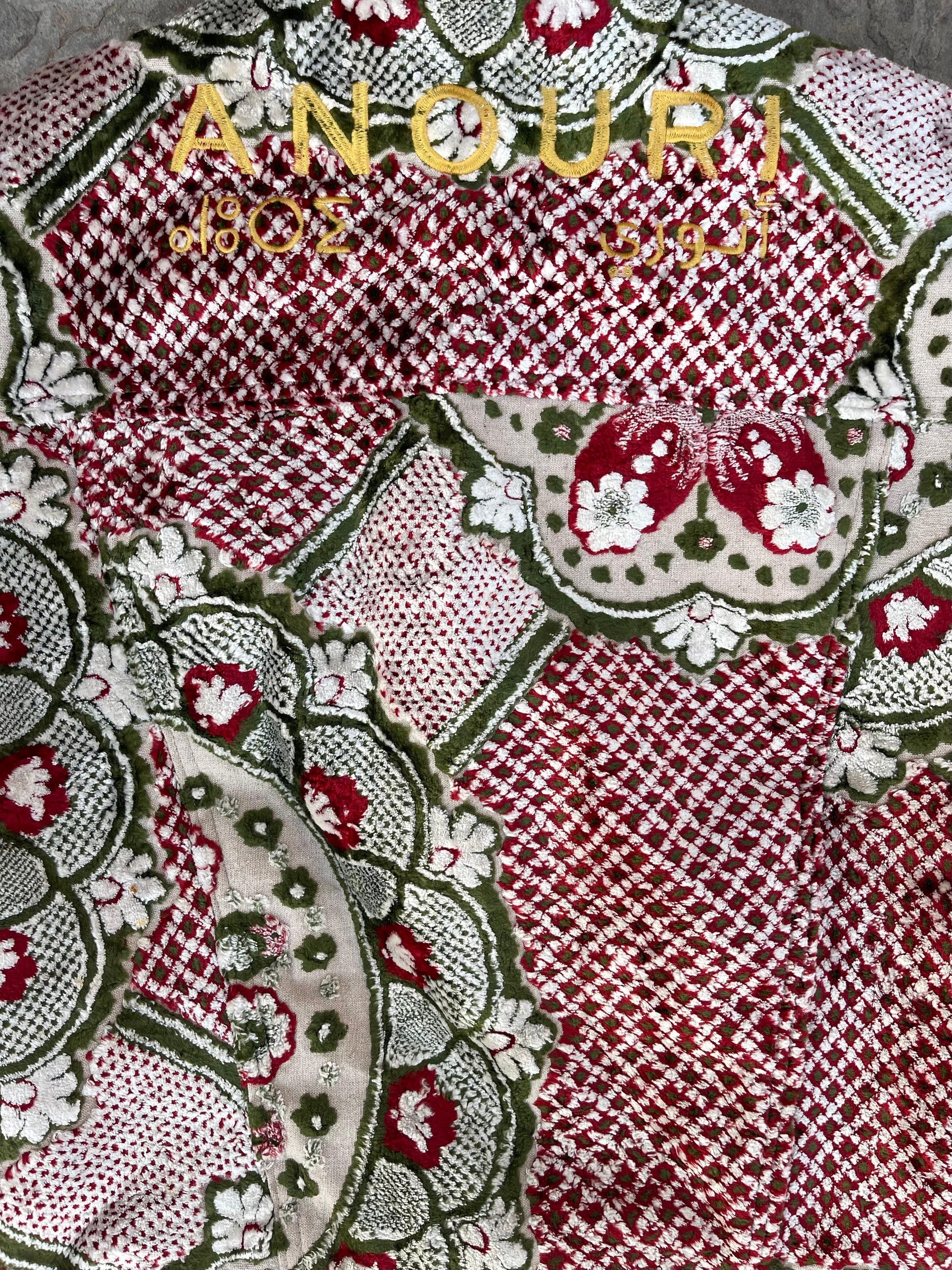 Moroccan hand made with unique Red&green  design carpet Jacket UNISEX