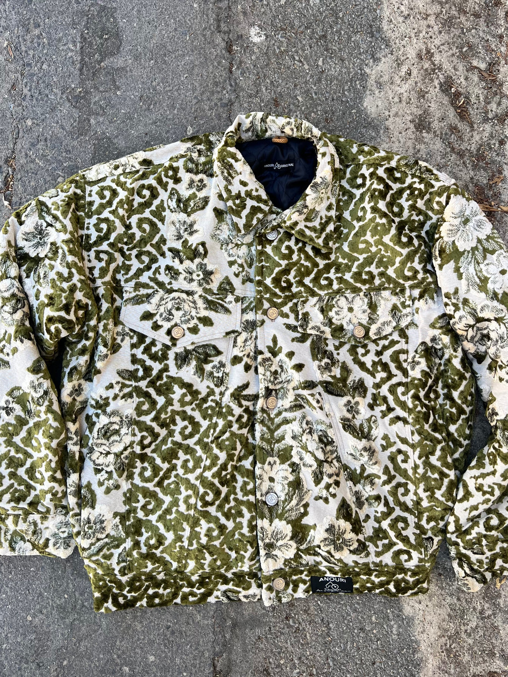 Moroccan hand made with unique green and white color ,  carpet Jacket UNISEX