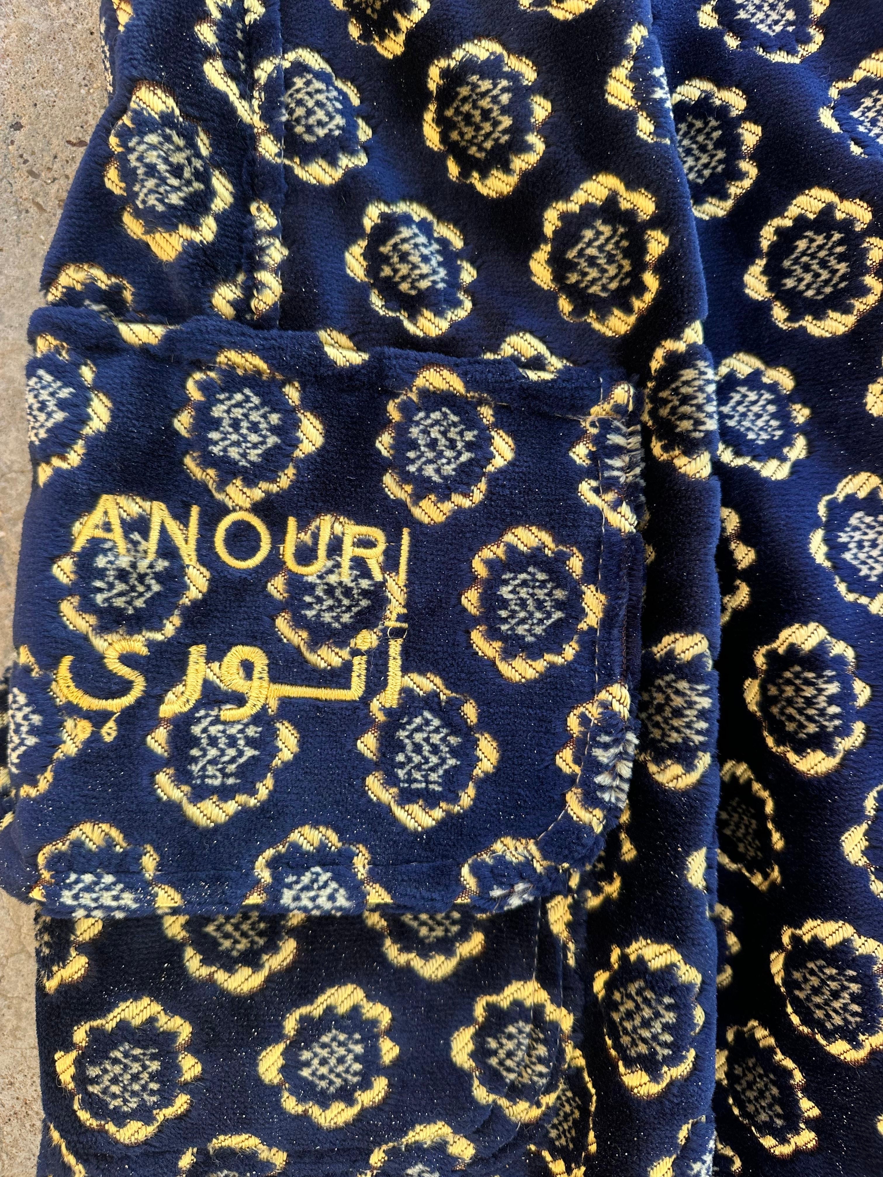 Anouris Original PANT with wide legs with two pockets  side unique dark blue print “Carpet” UNISEX