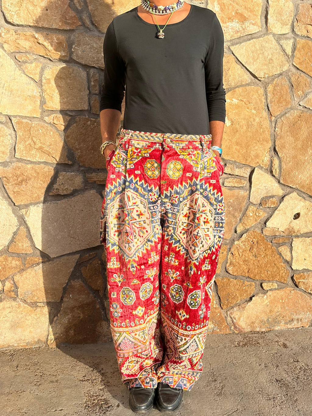 Anouris Original PANT with wide legs with two pockets  side unique carpet red print “Carpet” UNISEX