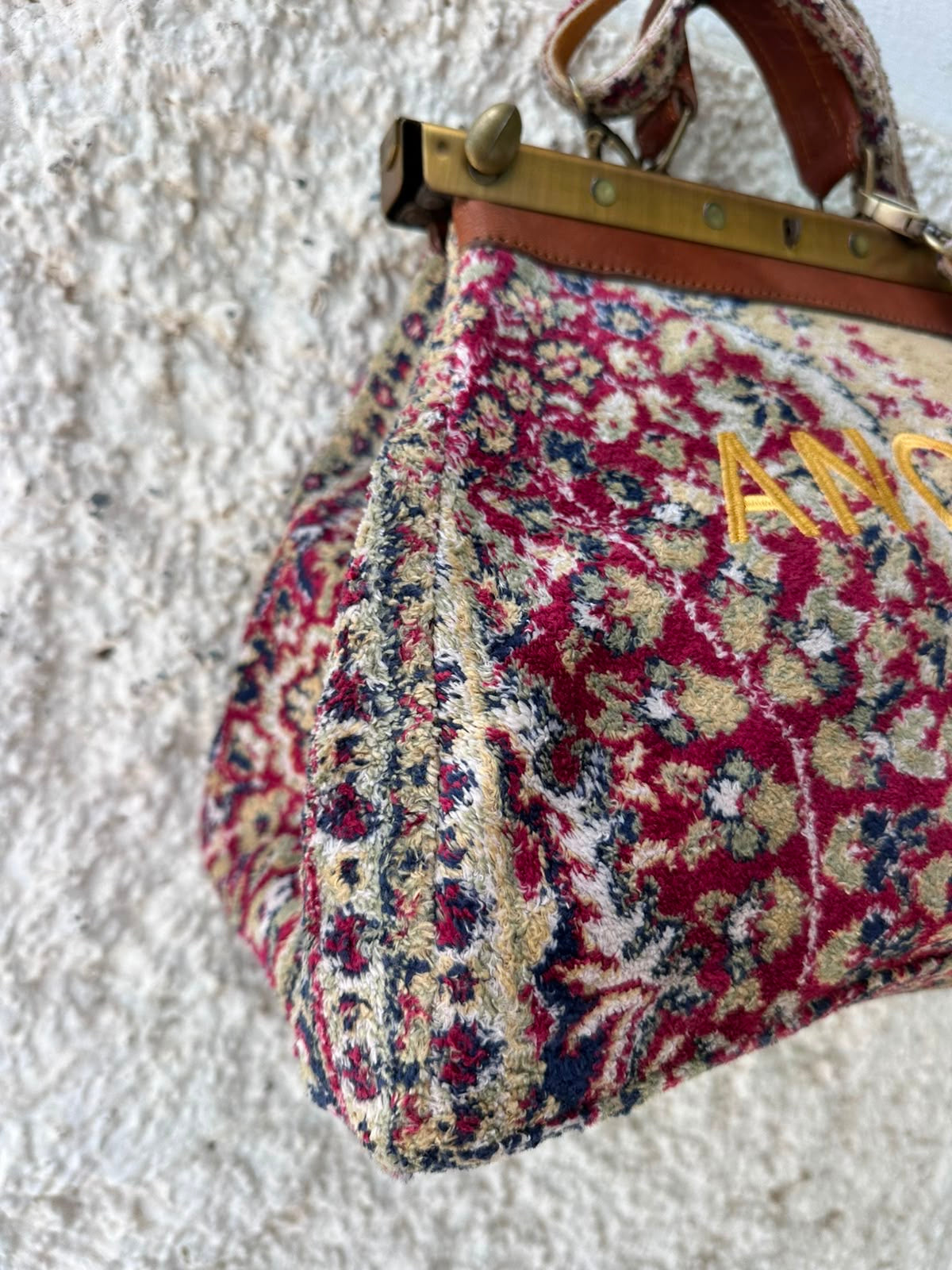 Anouri Original Emerald Heritage Frame mixed colour Carpet Bag