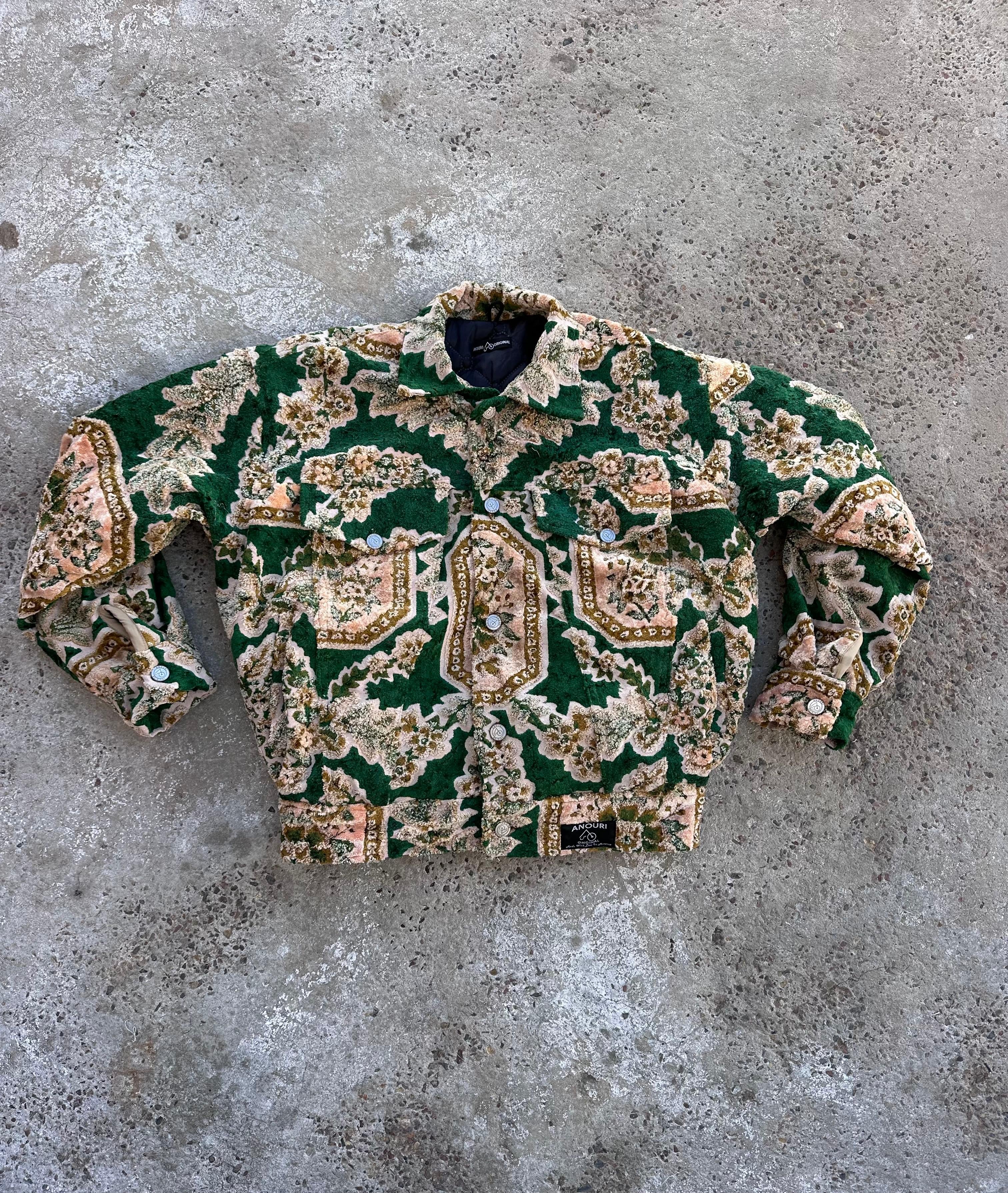 Moroccan hand made with unique yellow and green  design carpet Jacket UNISEX