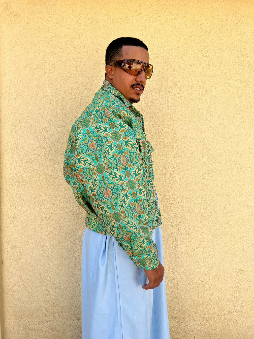 Moroccan hand made with unique white and green color,  carpet Jacket UNISEX (Copy)