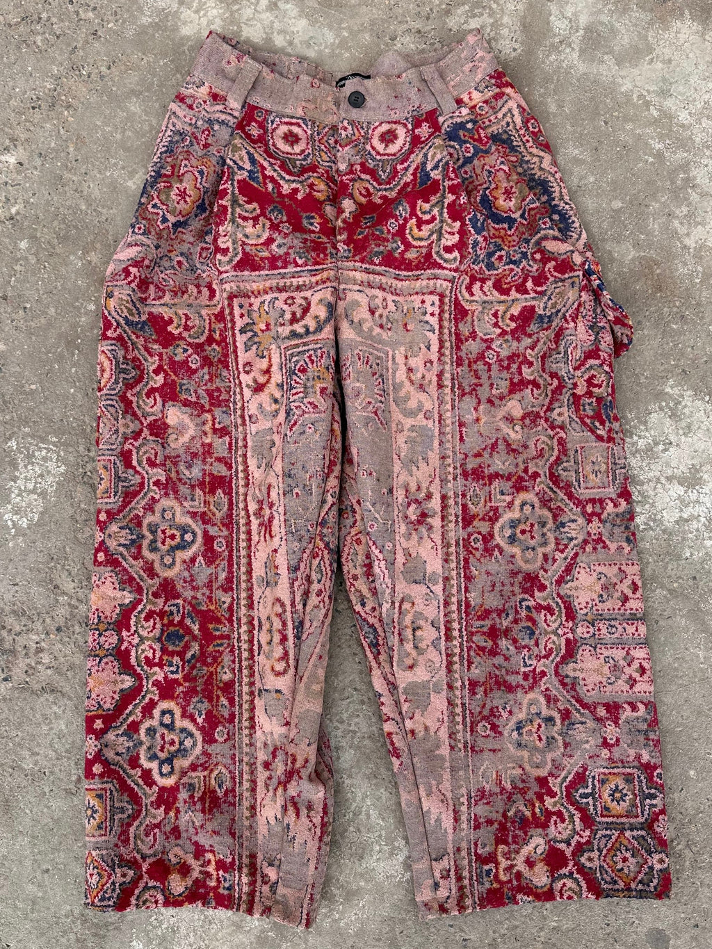 Anouris Original PANT with wide legs with two pockets  side unique red print “Carpet” UNISEX