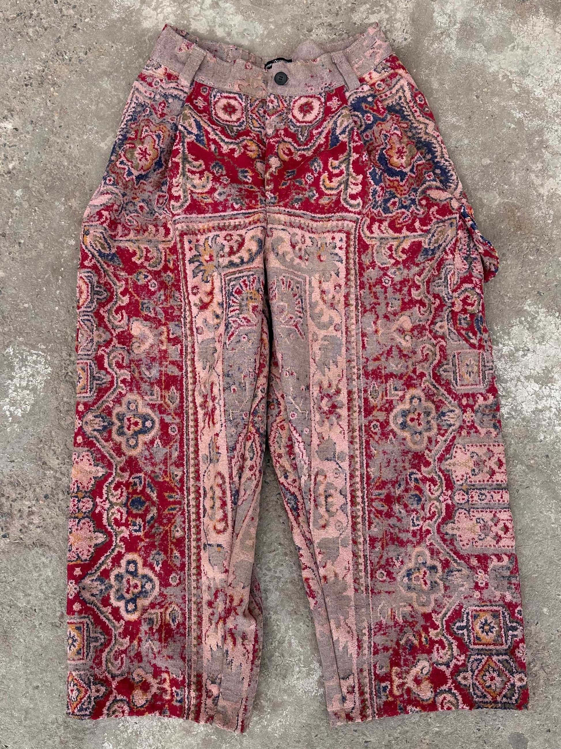 Anouris Original PANT with wide legs with two pockets  side unique red print “Carpet” UNISEX
