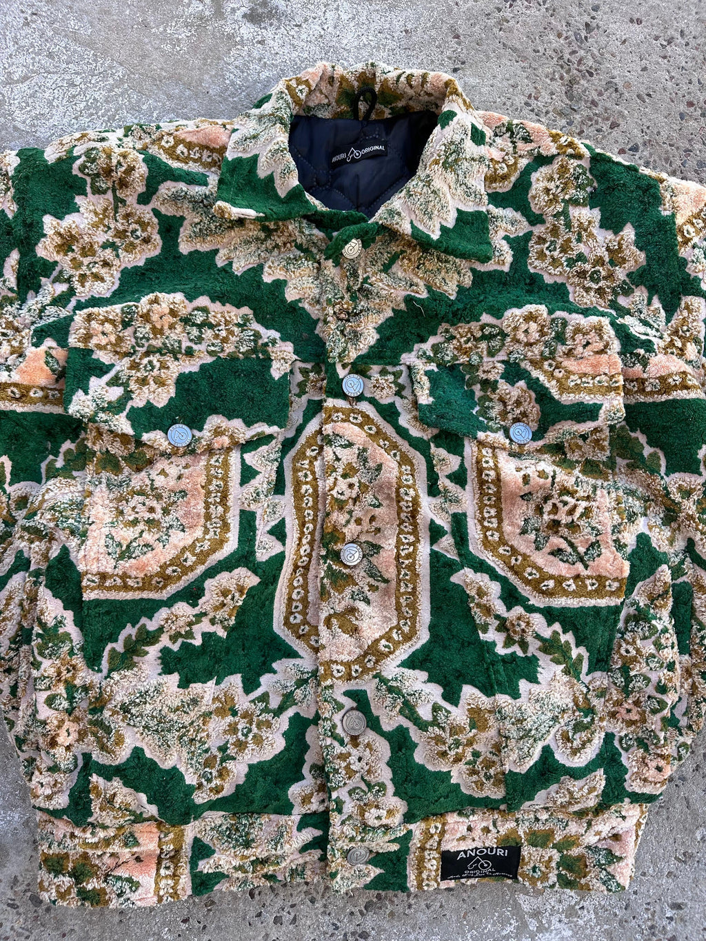 Moroccan hand made with unique yellow and green  design carpet Jacket UNISEX