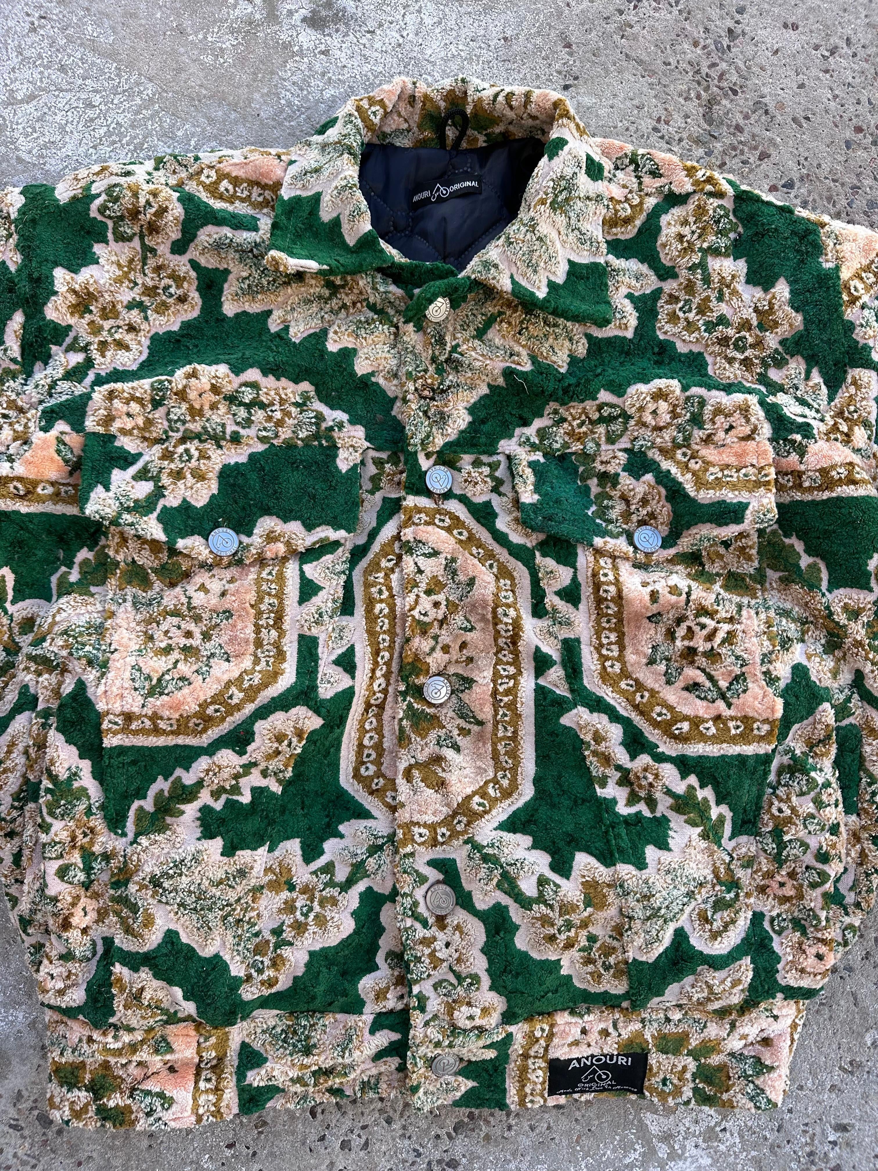 Moroccan hand made with unique yellow and green  design carpet Jacket UNISEX