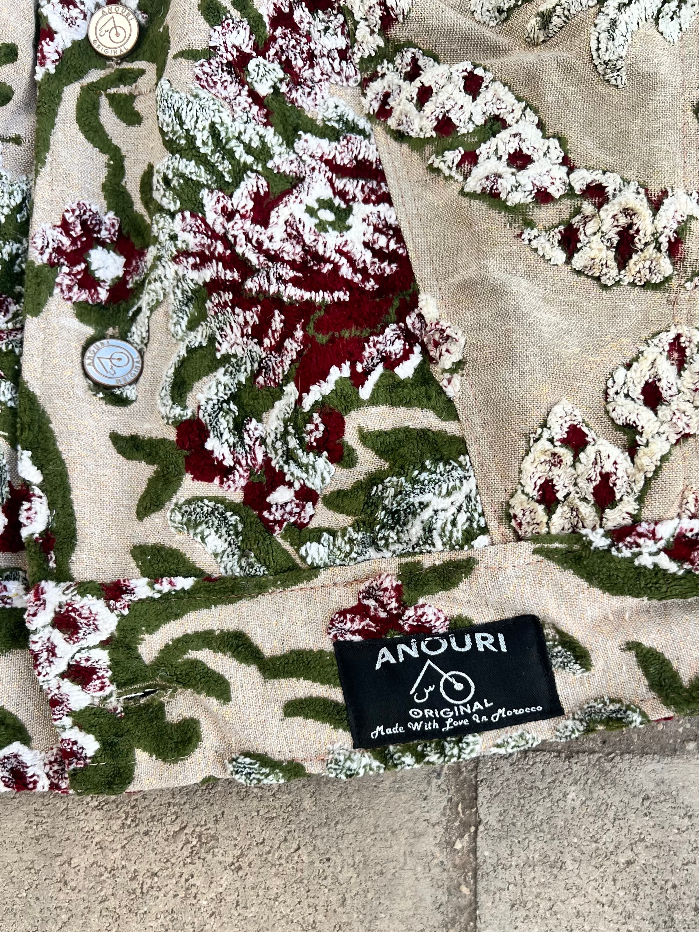 Moroccan hand made with unique green and red color,  carpet Jacket UNISEX