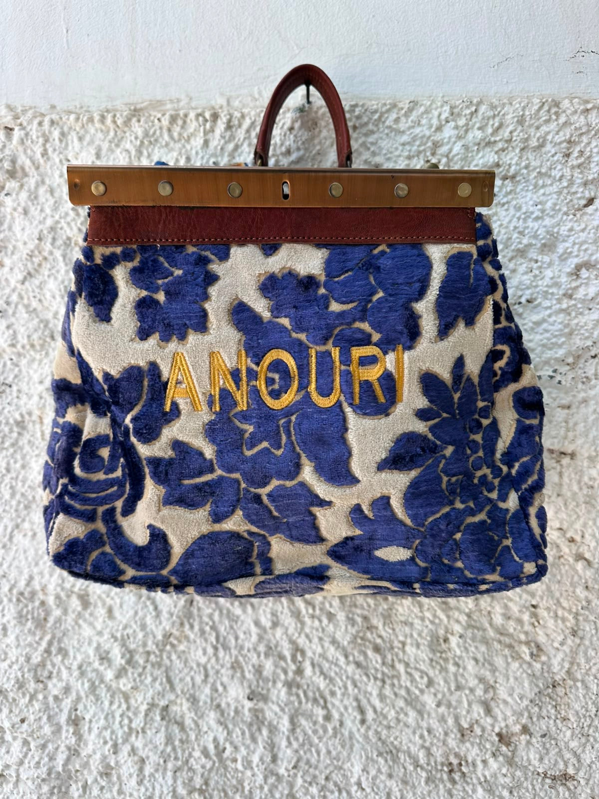 Anouri Original Emerald Heritage Frame blue colour Carpet Bag
