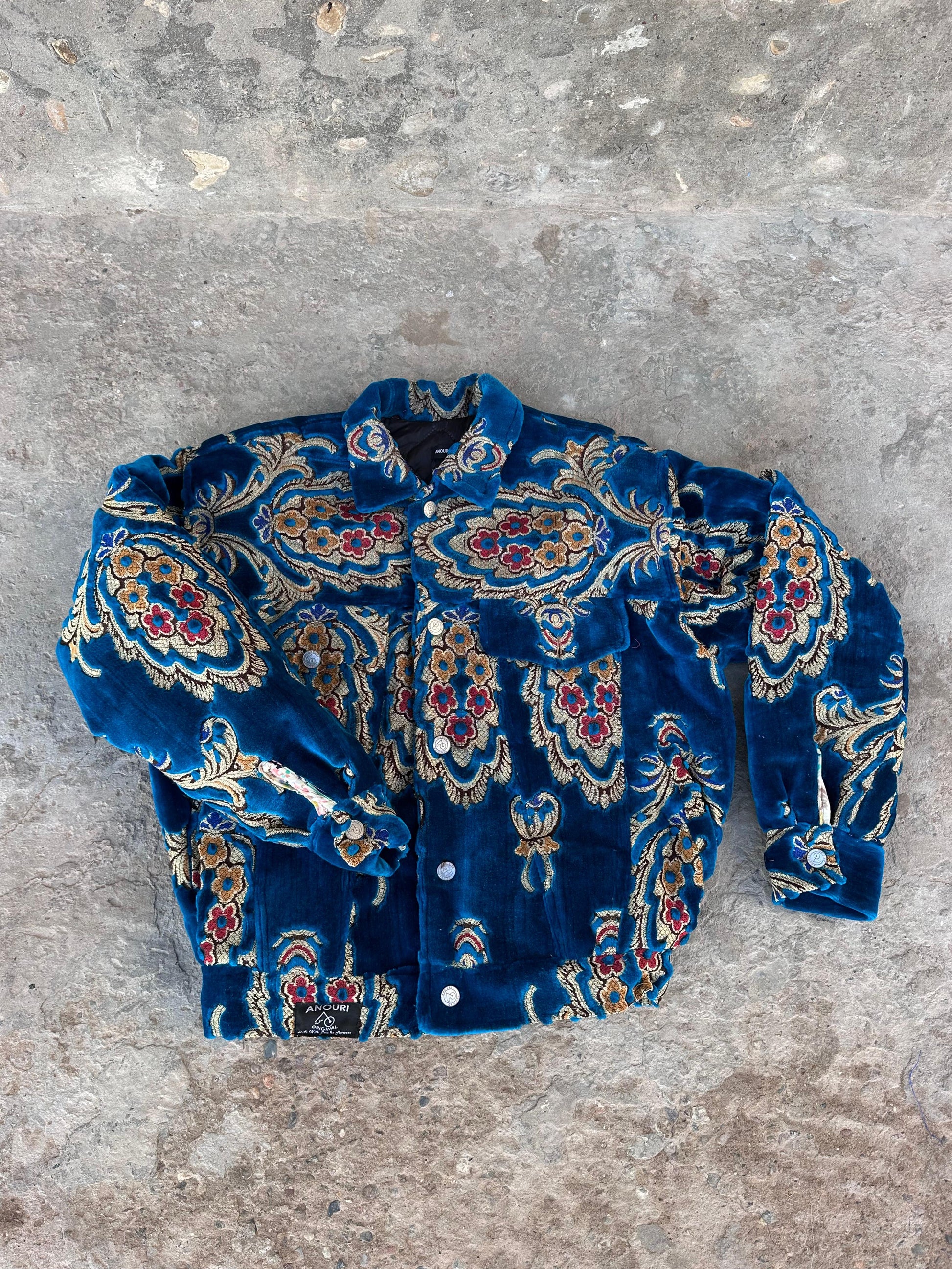 Moroccan hand made blue with unique design carpet Jacket UNISEX