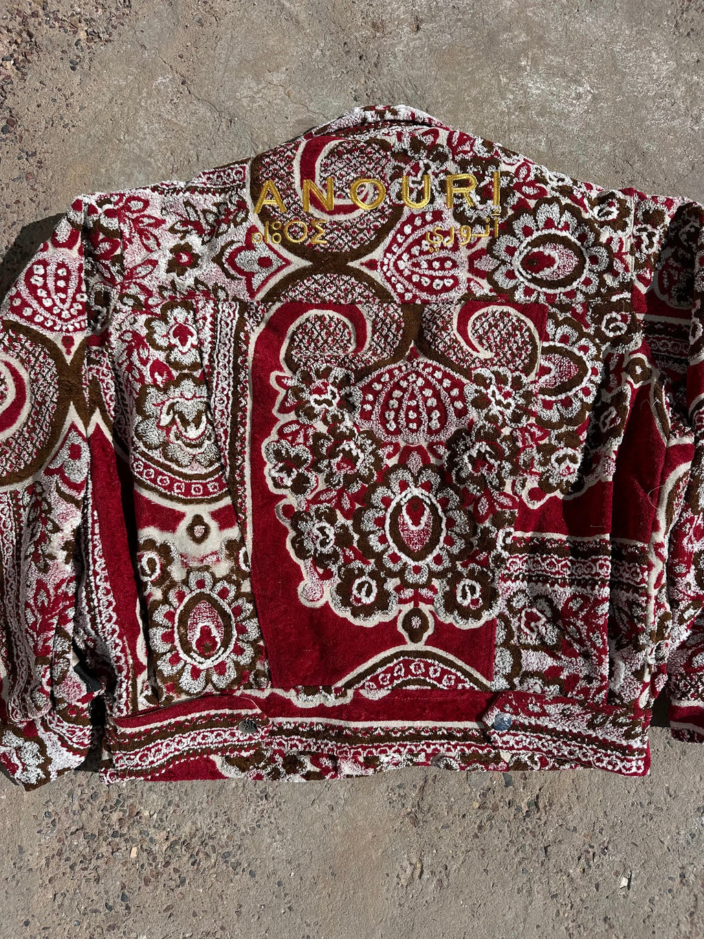 Moroccan hand made with unique red color,  carpet Jacket UNISEX