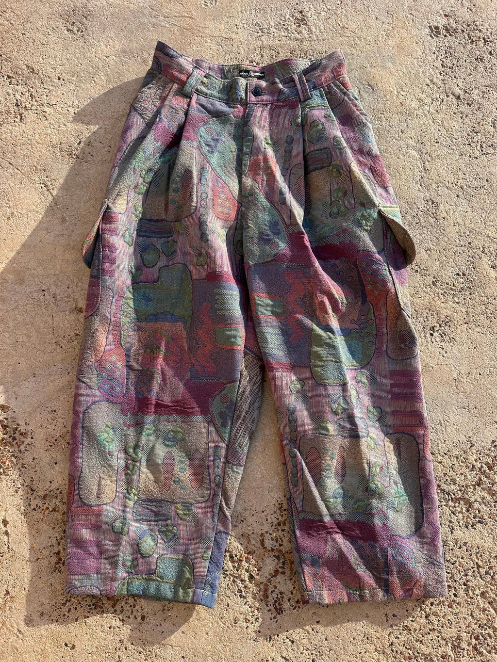 Anouris Original PANT with wide legs with two pockets  side unique light colorful print “Carpet” UNISEX