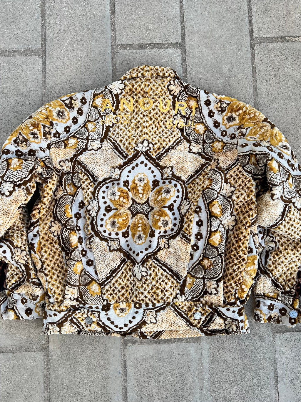 Moroccan hand made with unique yellow and brown color,  carpet Jacket UNISEX