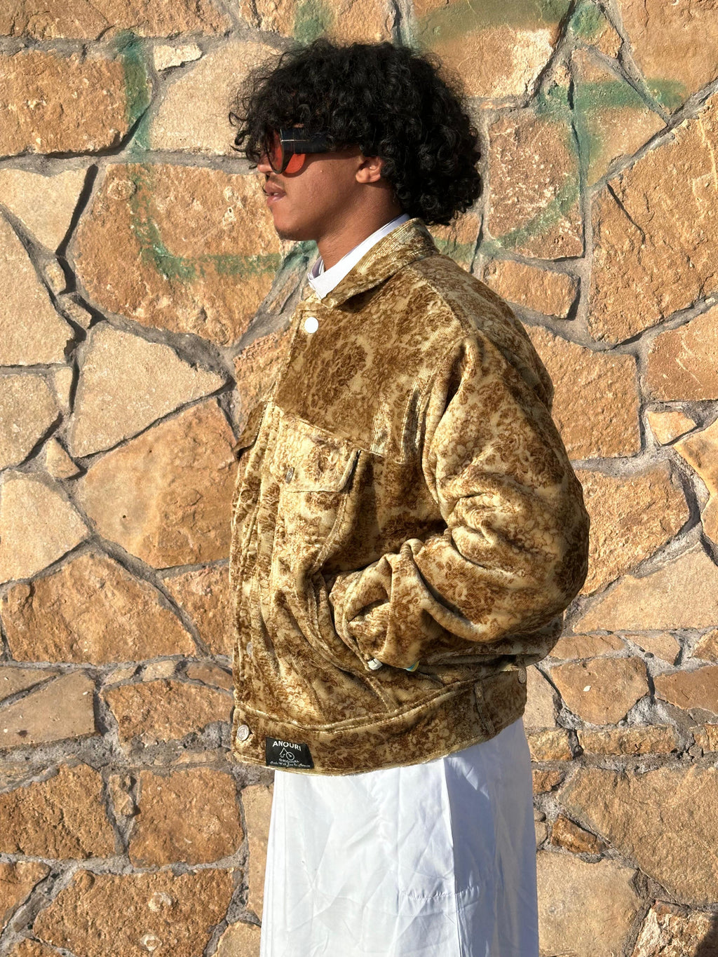 Moroccan hand made with unique brown and yellow color,  carpet Jacket UNISEX