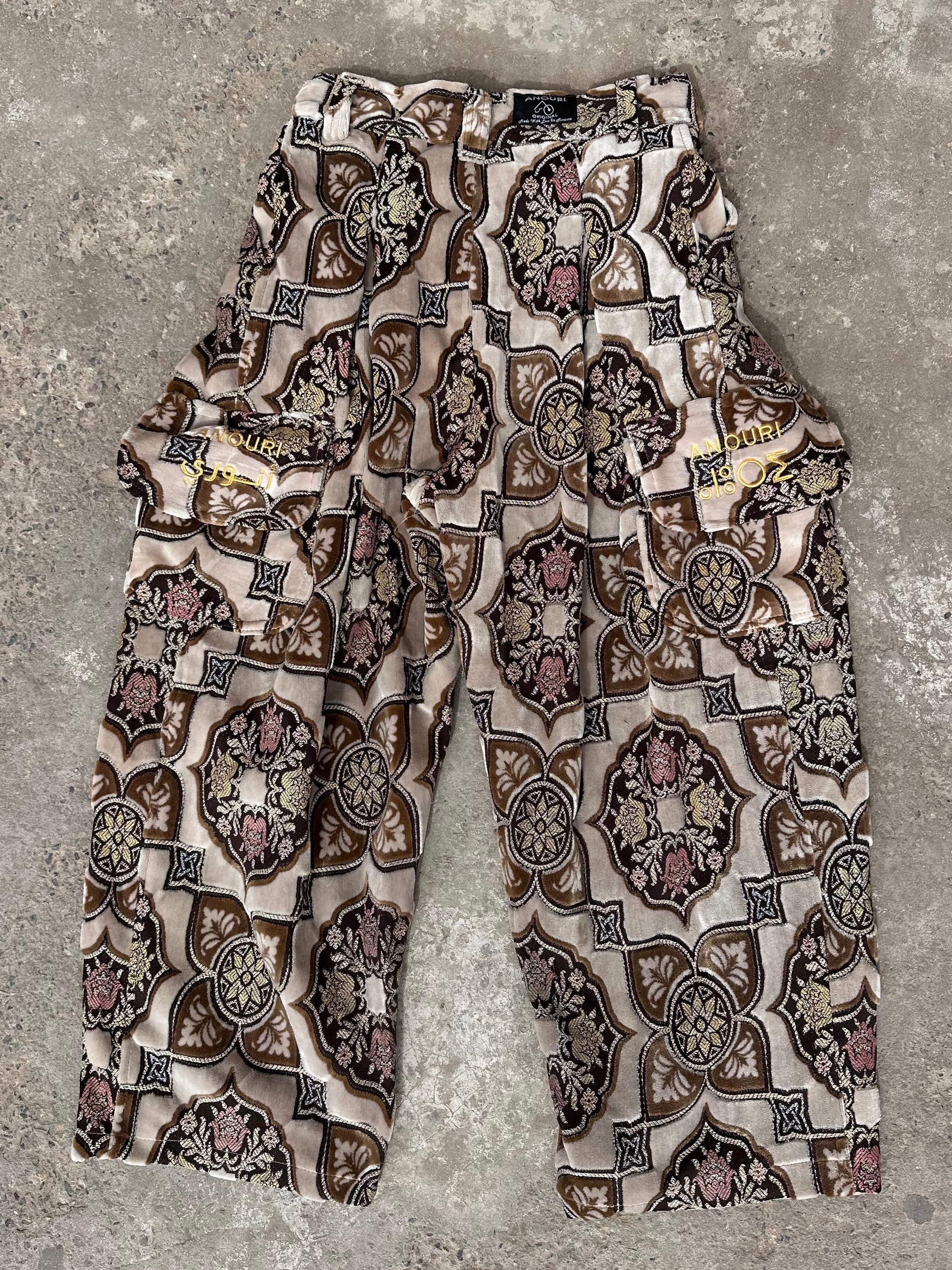 Anouris Original PANT with wide legs with two pockets  side brown print “Carpet” UNISEX