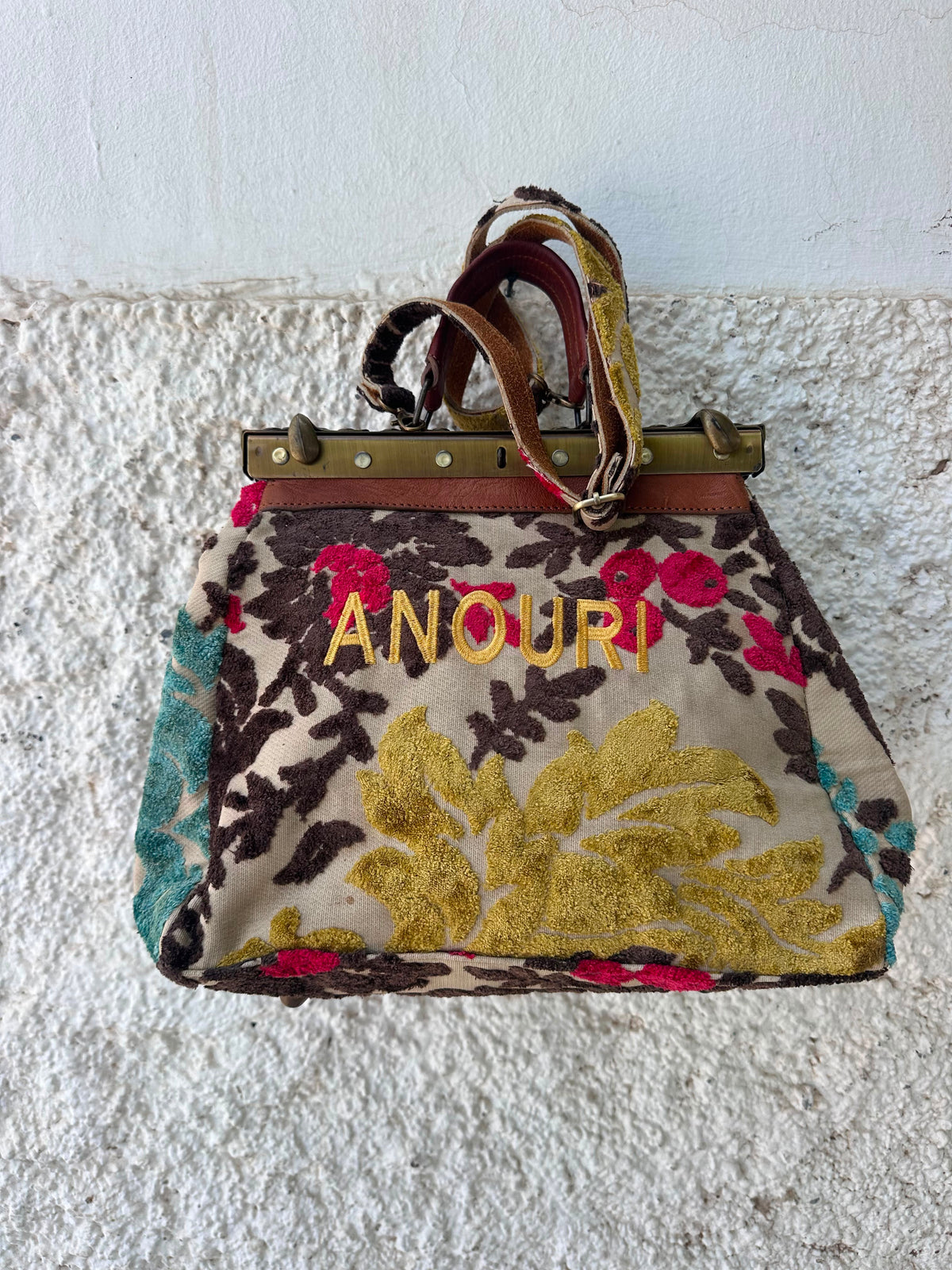 Anouri Original Emerald Heritage Frame colorful Carpet Bag