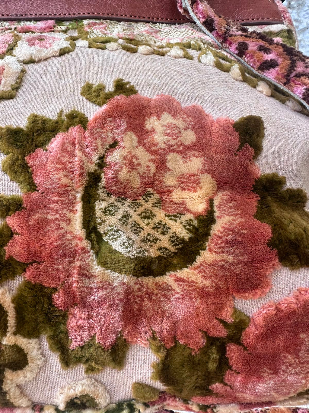 Anouri Original Emerald Heritage Frame pink & green colour Carpet Bag