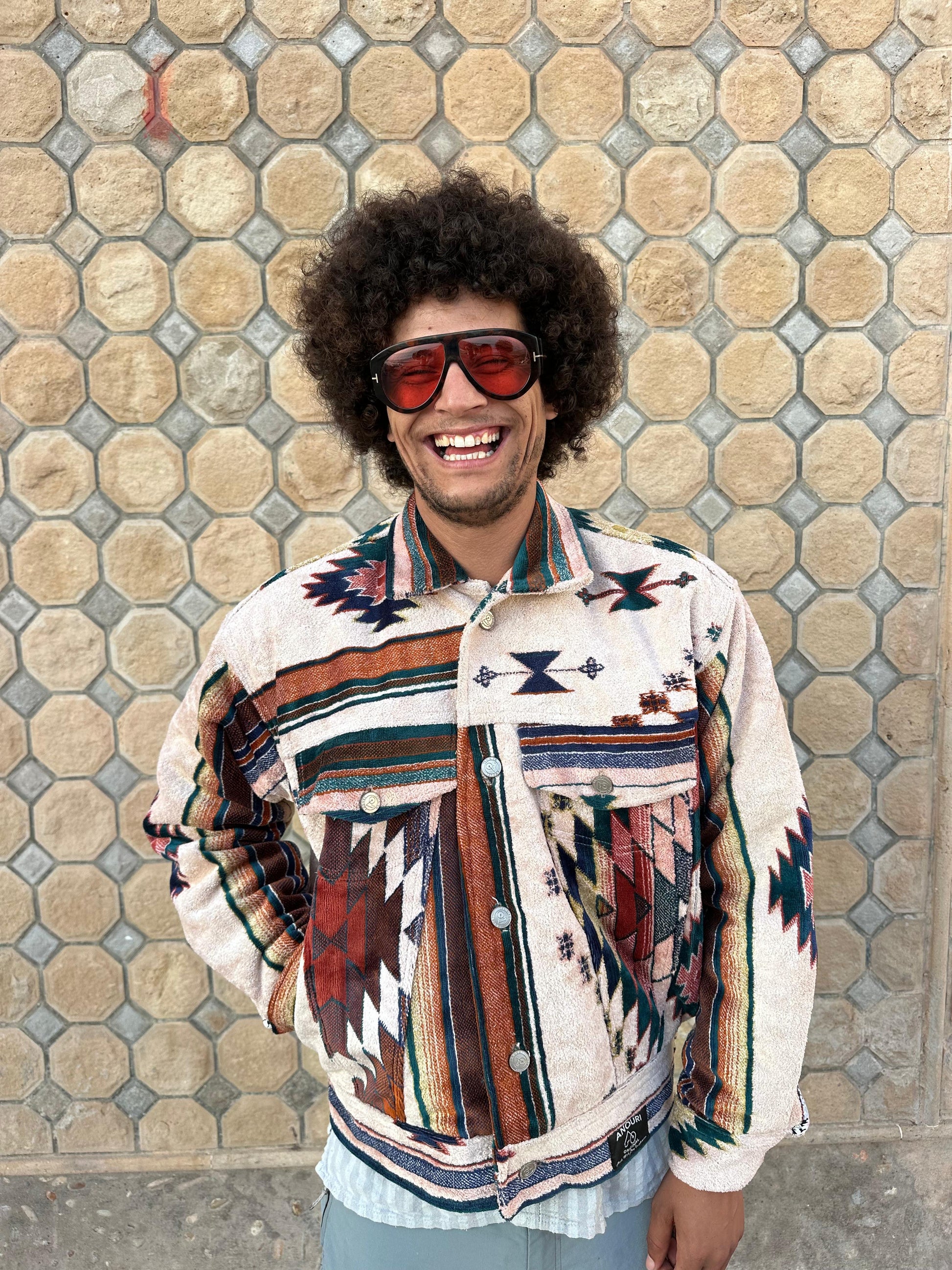 Moroccan hand made with unique design carpet Jacket UNISEX