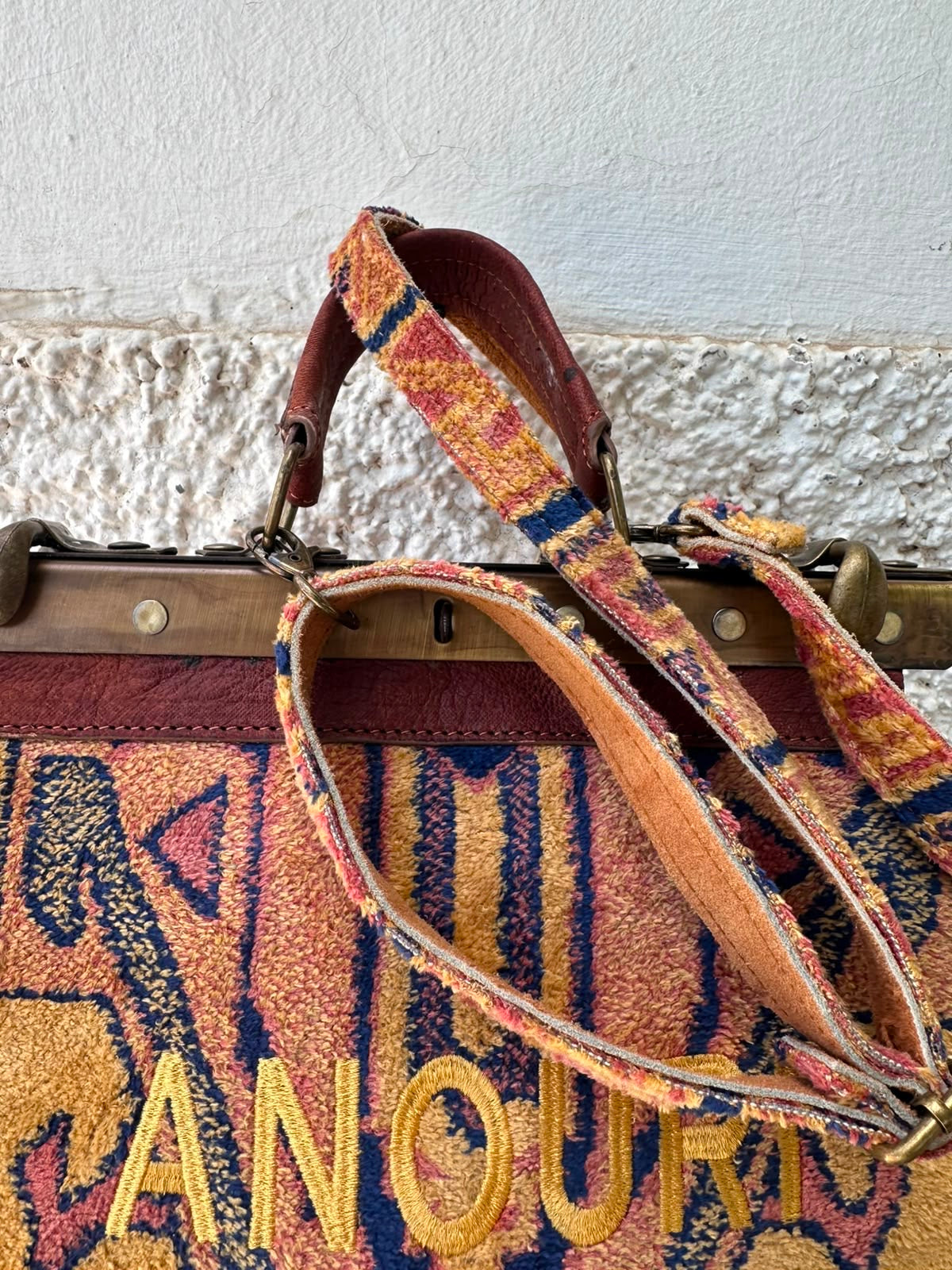 Anouri Original Emerald Heritage Frame yellow colour Carpet Bag
