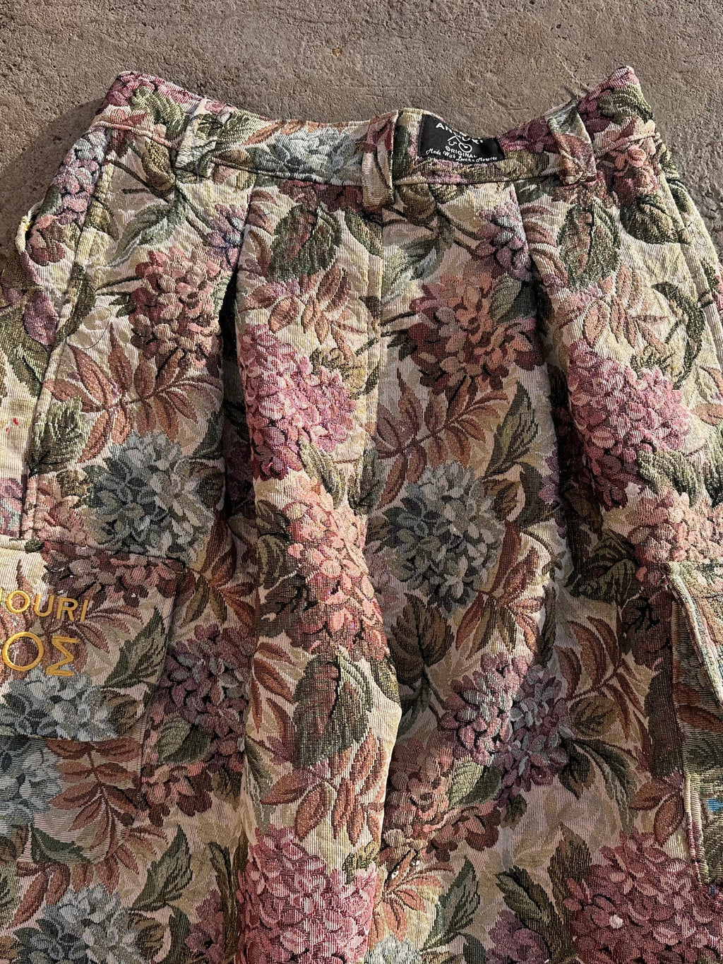 Anouris Original PANT with wide legs with two pockets  side unique colorful flower print “Carpet” UNISEX