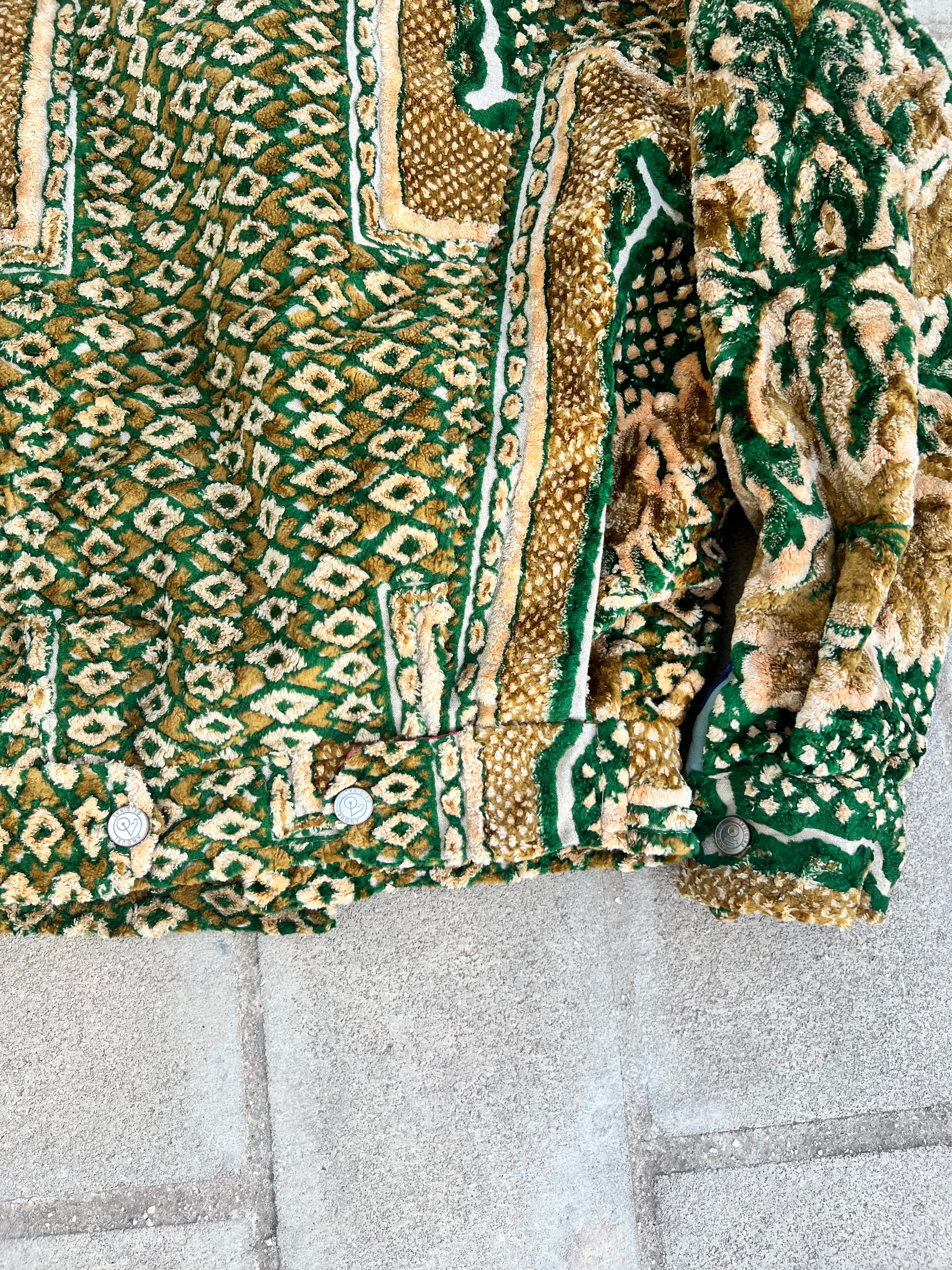 Moroccan hand made with unique green and yellow color,  carpet Jacket UNISEX