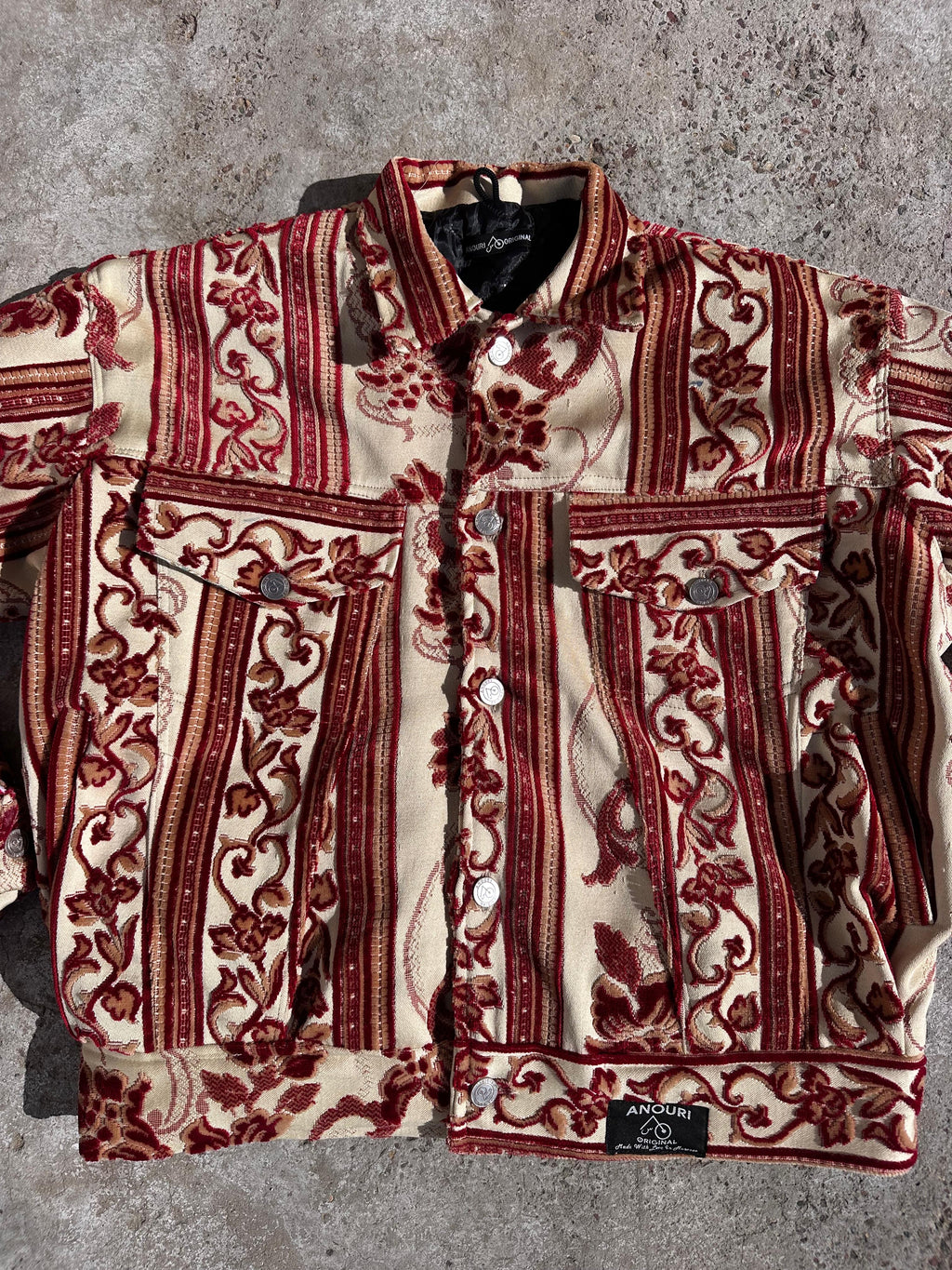 Moroccan hand made with unique unique yellow and red color,  carpet Jacket UNISEX