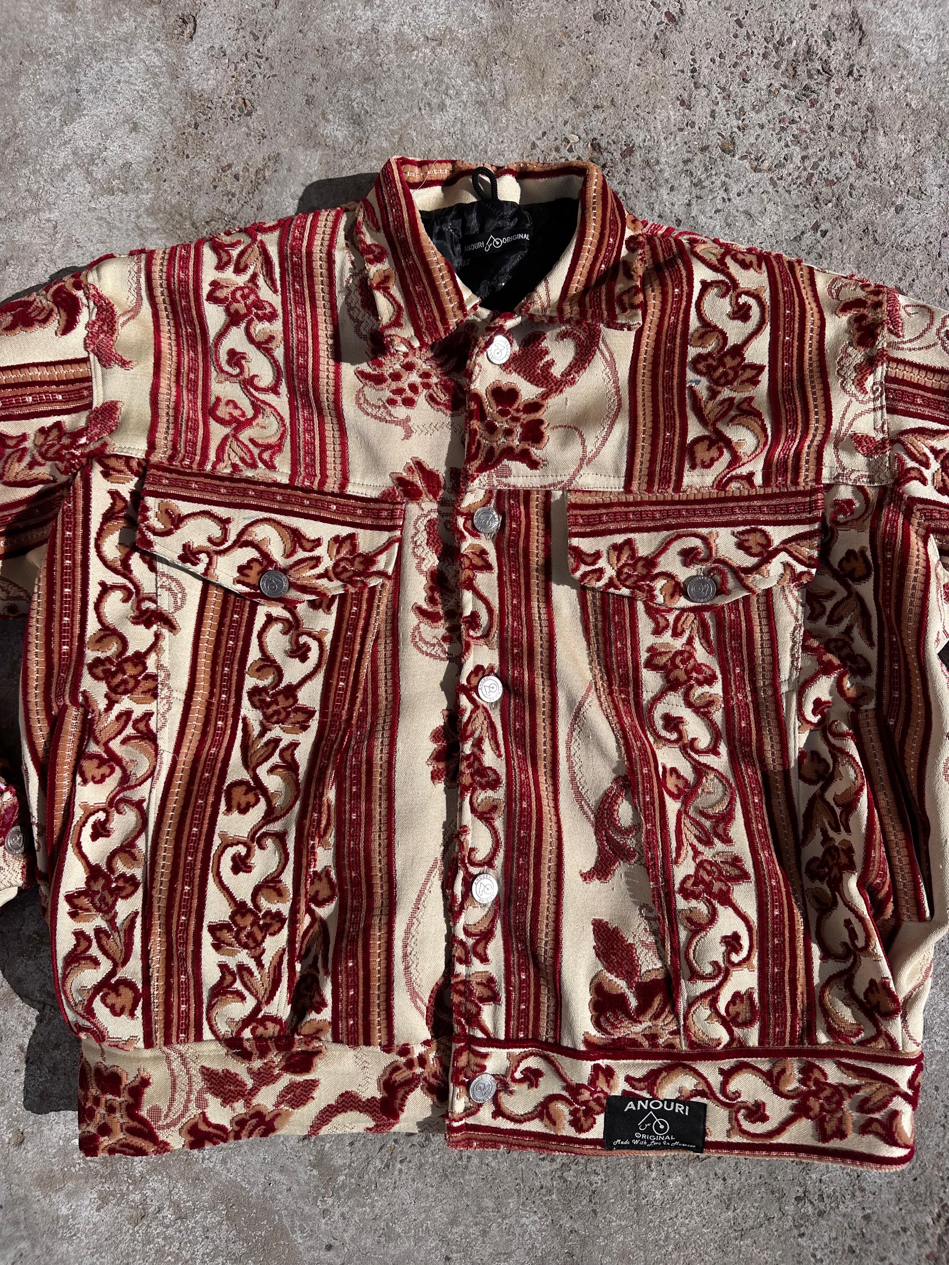 Moroccan hand made with unique unique yellow and red color,  carpet Jacket UNISEX