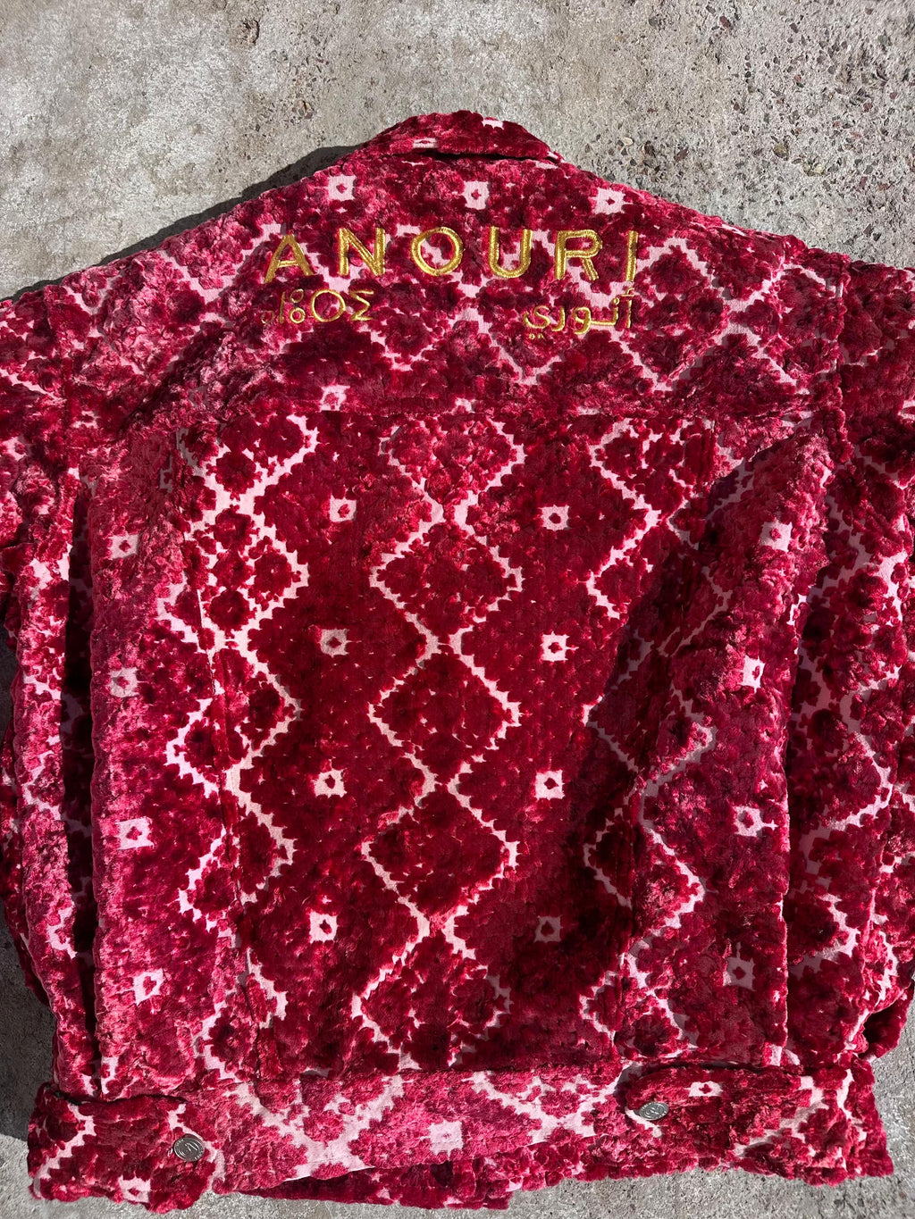 Moroccan hand made with unique unique red color,  carpet Jacket UNISEX